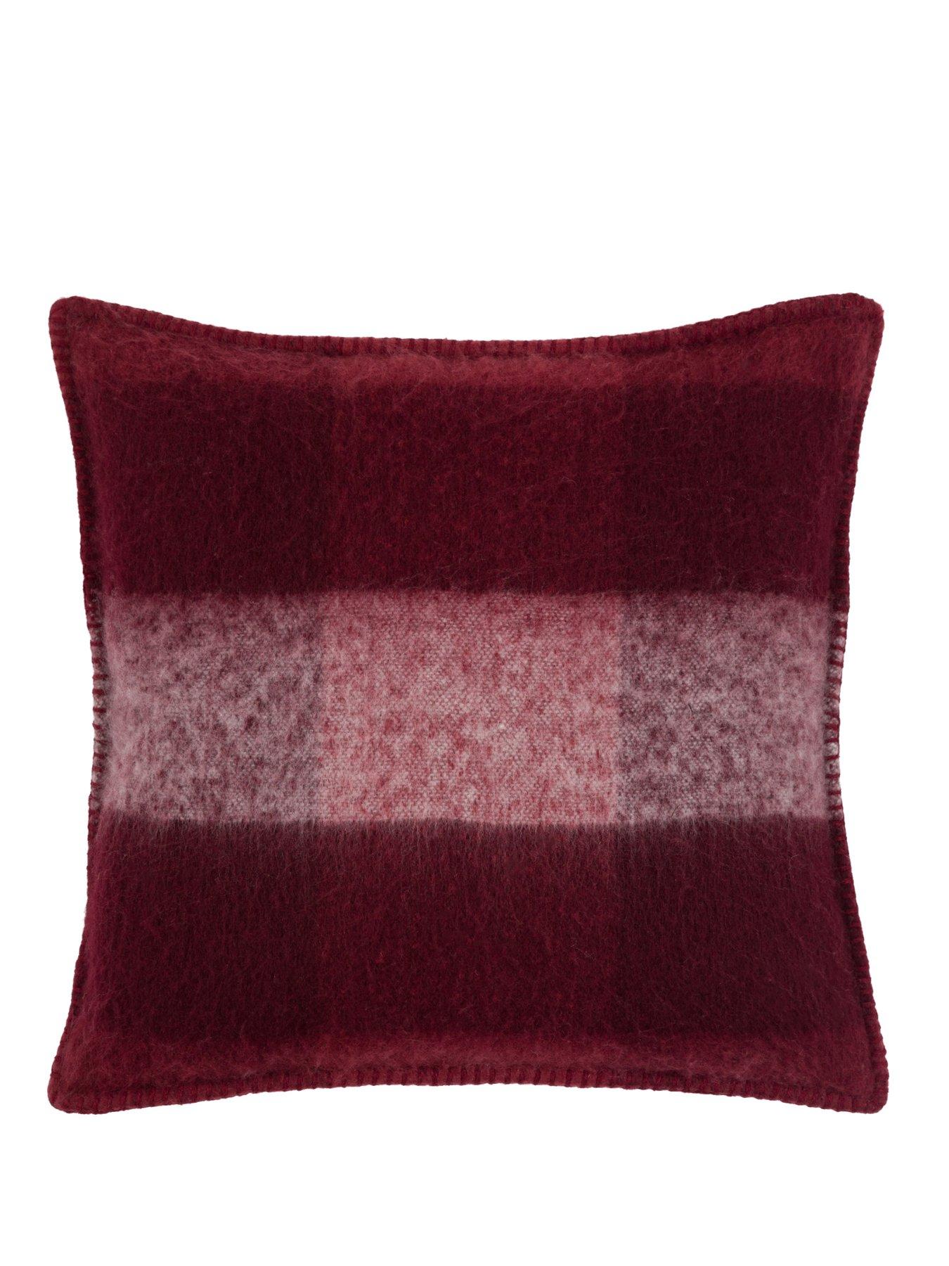 Image 4 of 6 of Gallery Direct Check Faux Mohair Cushion Merlot 45x45cm