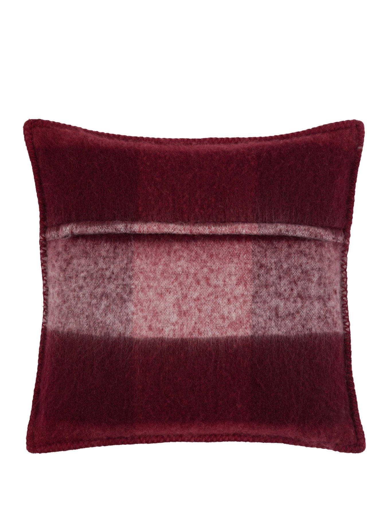 Image 6 of 6 of Gallery Direct Check Faux Mohair Cushion Merlot 45x45cm