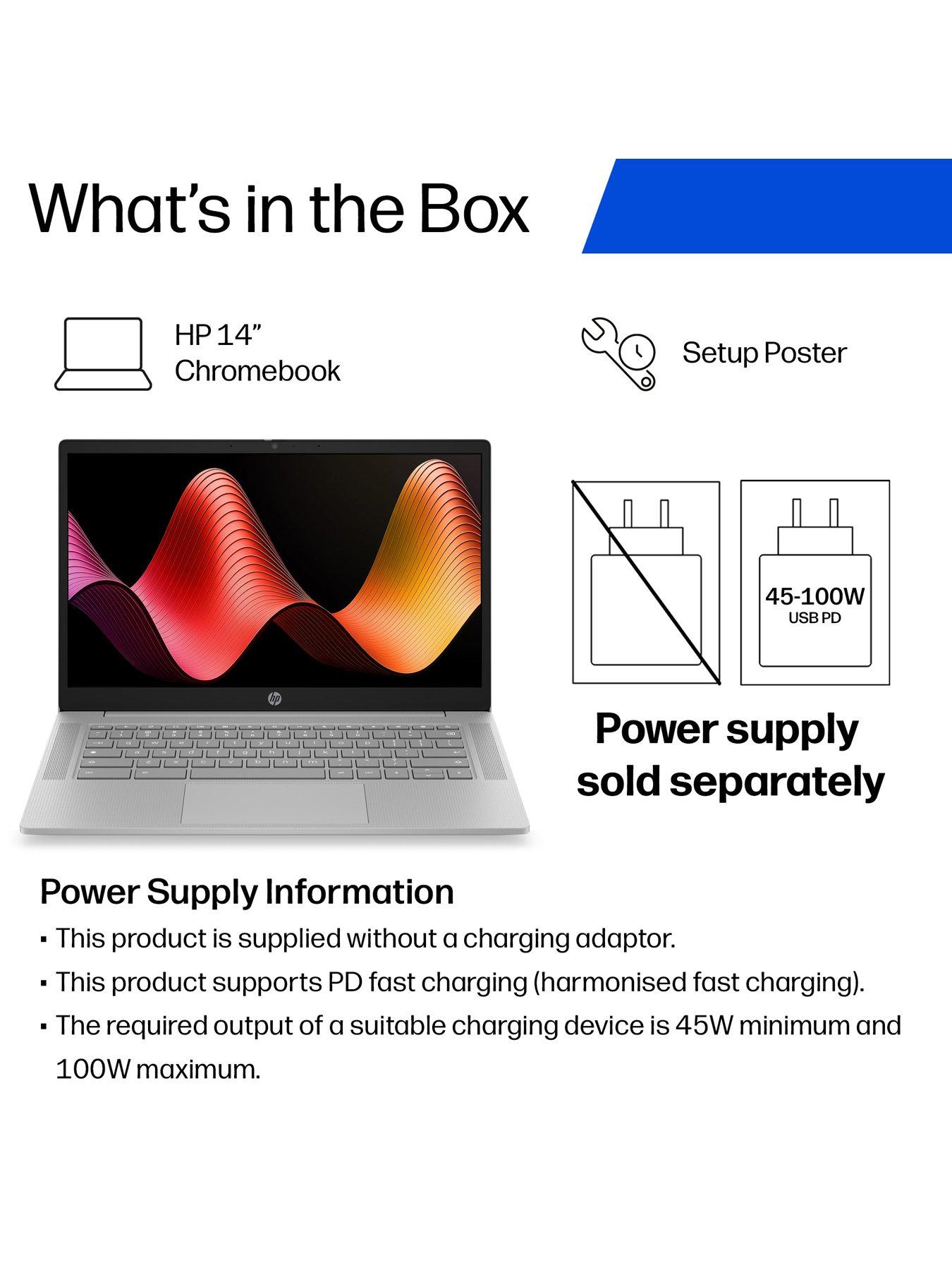 Image 2 of 8 of HP Chromebook 14 - MediaTek Kompanio 540, 4GB RAM, 128GB SSD, 14in, Grey - No Power Adaptor Included