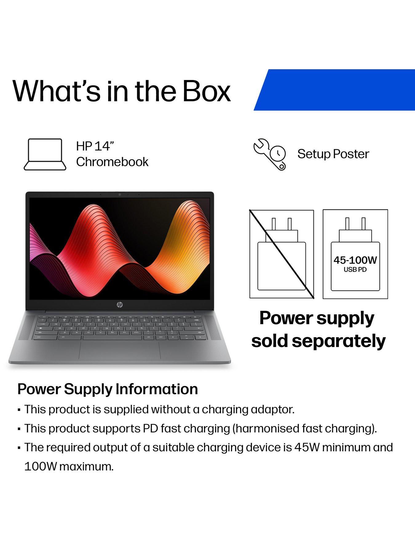 Image 2 of 8 of HP Chromebook 14 - MediaTek Kompanio 540 - 4GB RAM - 64GB SSD - 14in - Silver - No Power Adaptor Included