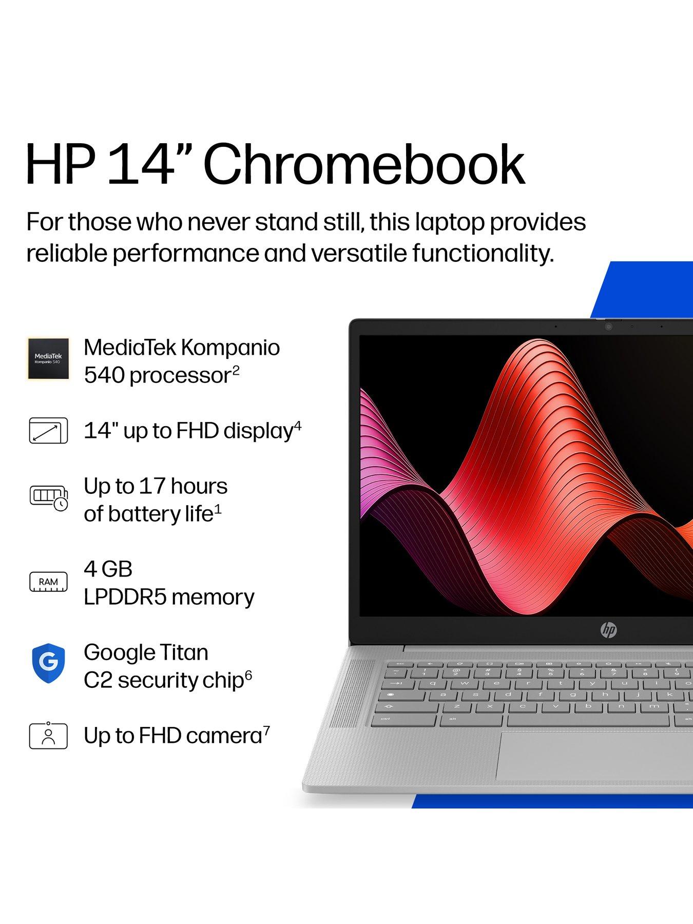 Image 3 of 8 of HP Chromebook 14 - MediaTek Kompanio 540 - 4GB RAM - 64GB SSD - 14in - Silver - No Power Adaptor Included