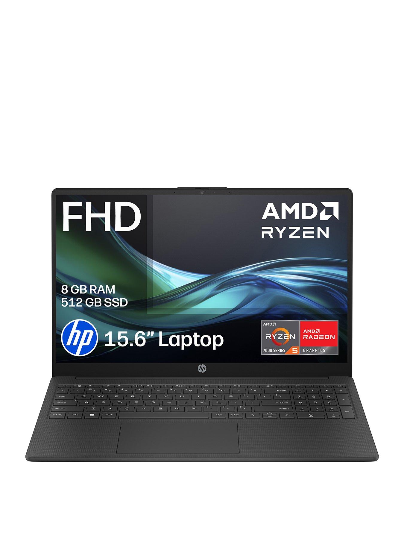 HP 15-fc0081na Laptop - AMD Ryzen 5 - 8GB RAM - 512GB SSD - 15.6in FHD - Black