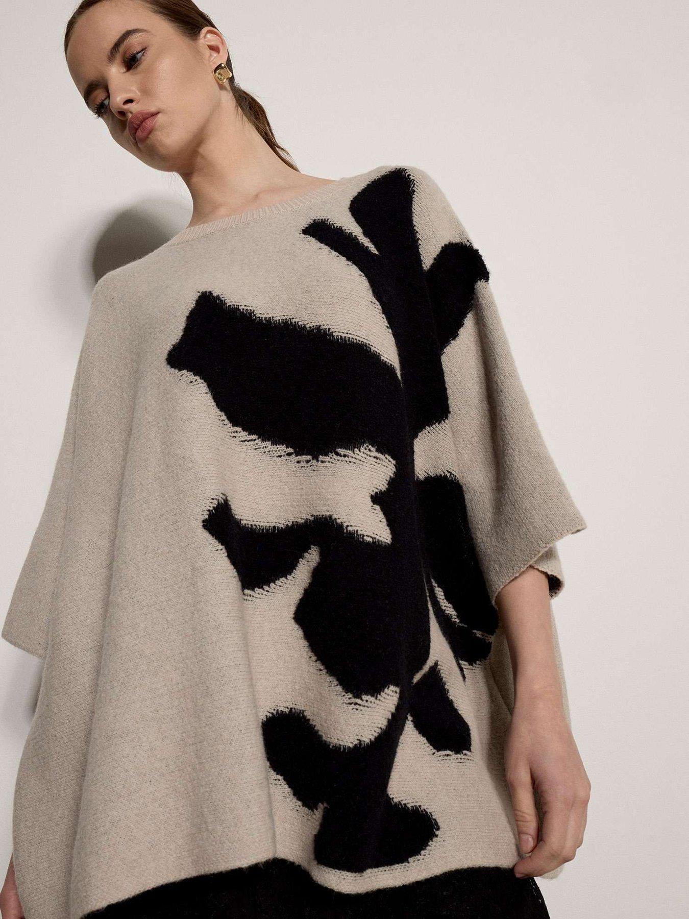 Image 5 of 5 of Apricot Womens Cape-Style Floral Knit 3/4 Sleeve Jumper - Cream