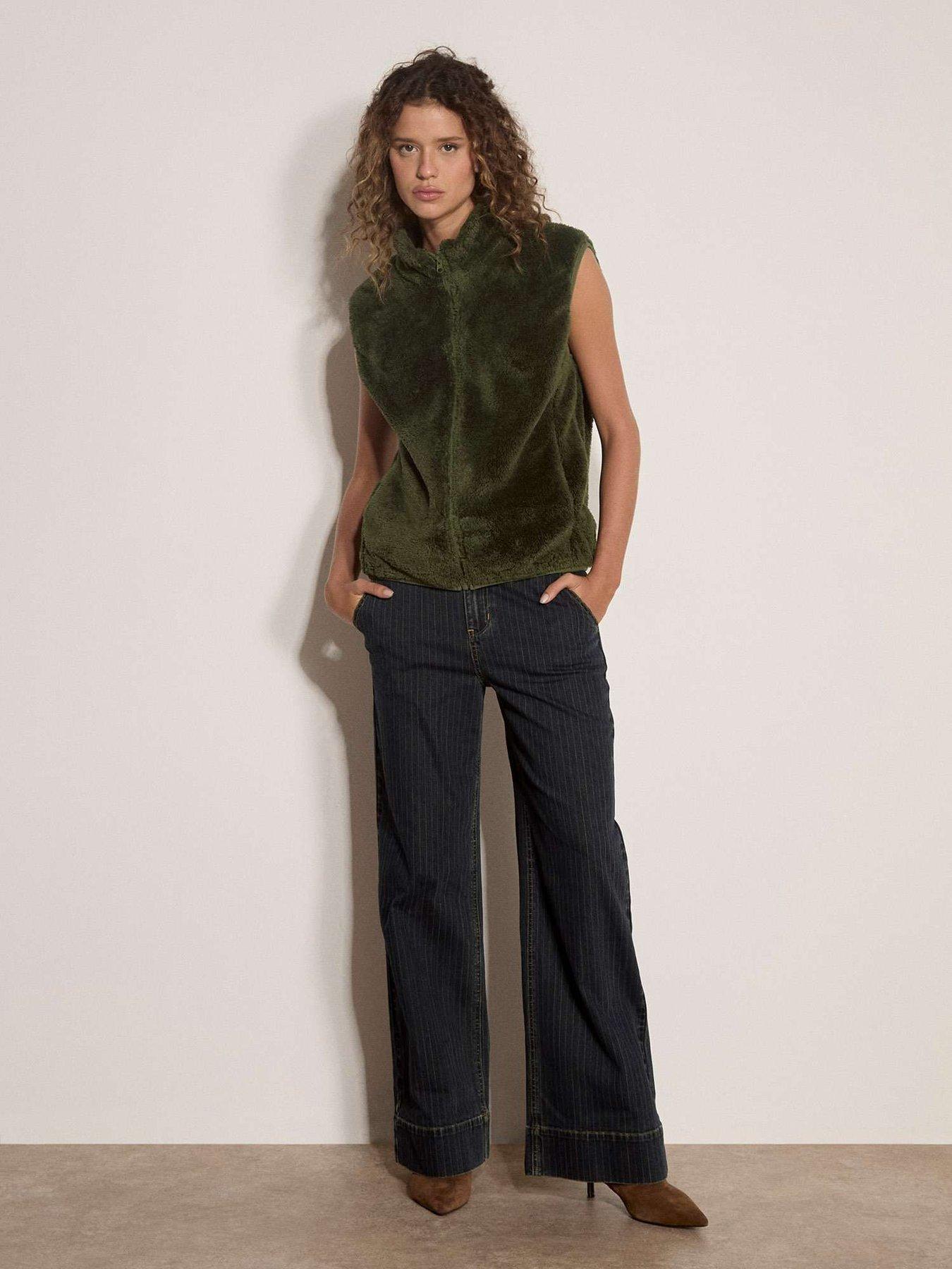 Image 3 of 5 of Apricot Womens Zip-Up High Neck Fleece Gilet - Green
