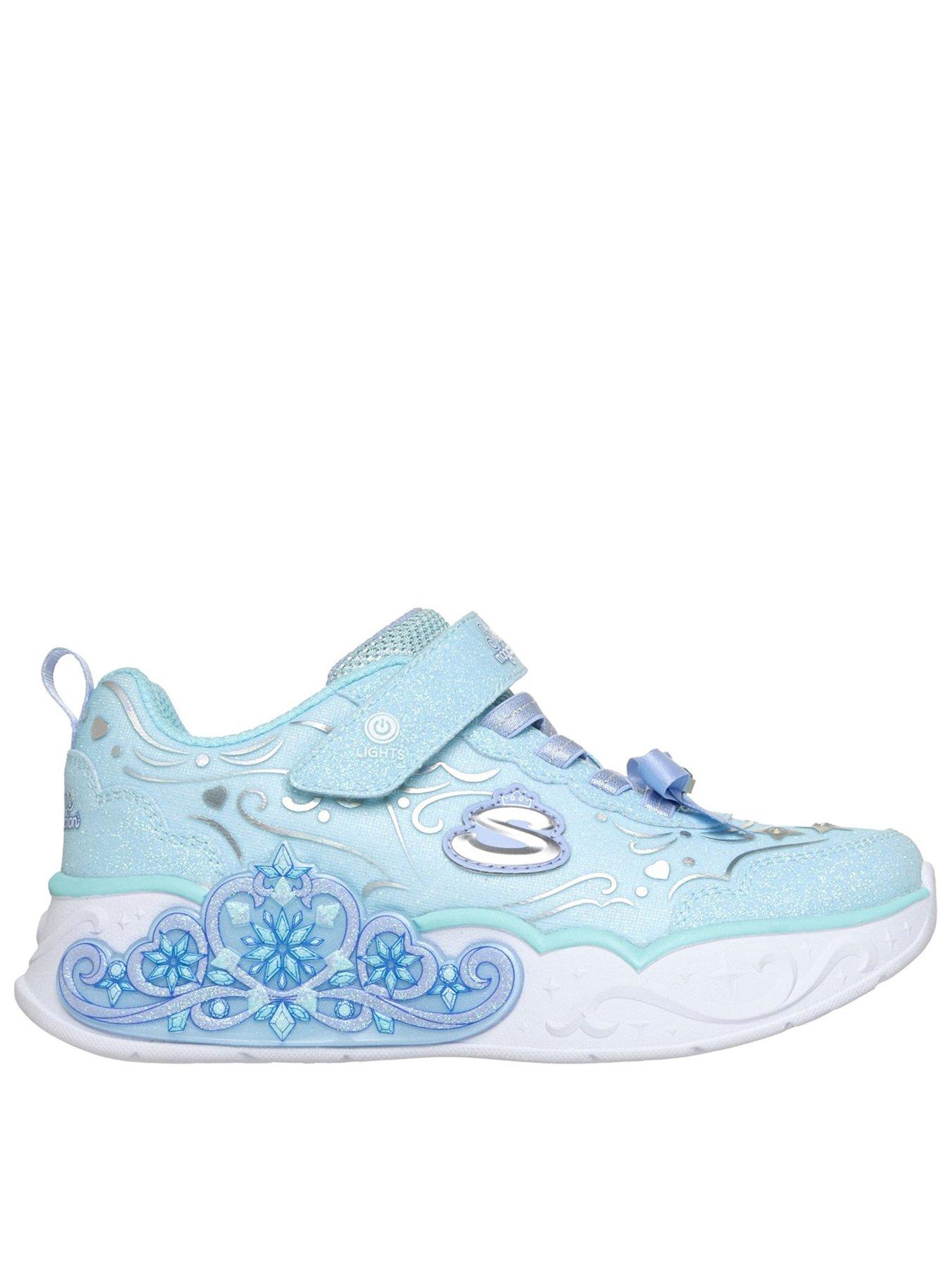 Skechers Girls' Princess Steps Tiara Theme Hook-and-Loop Trainers - Blue