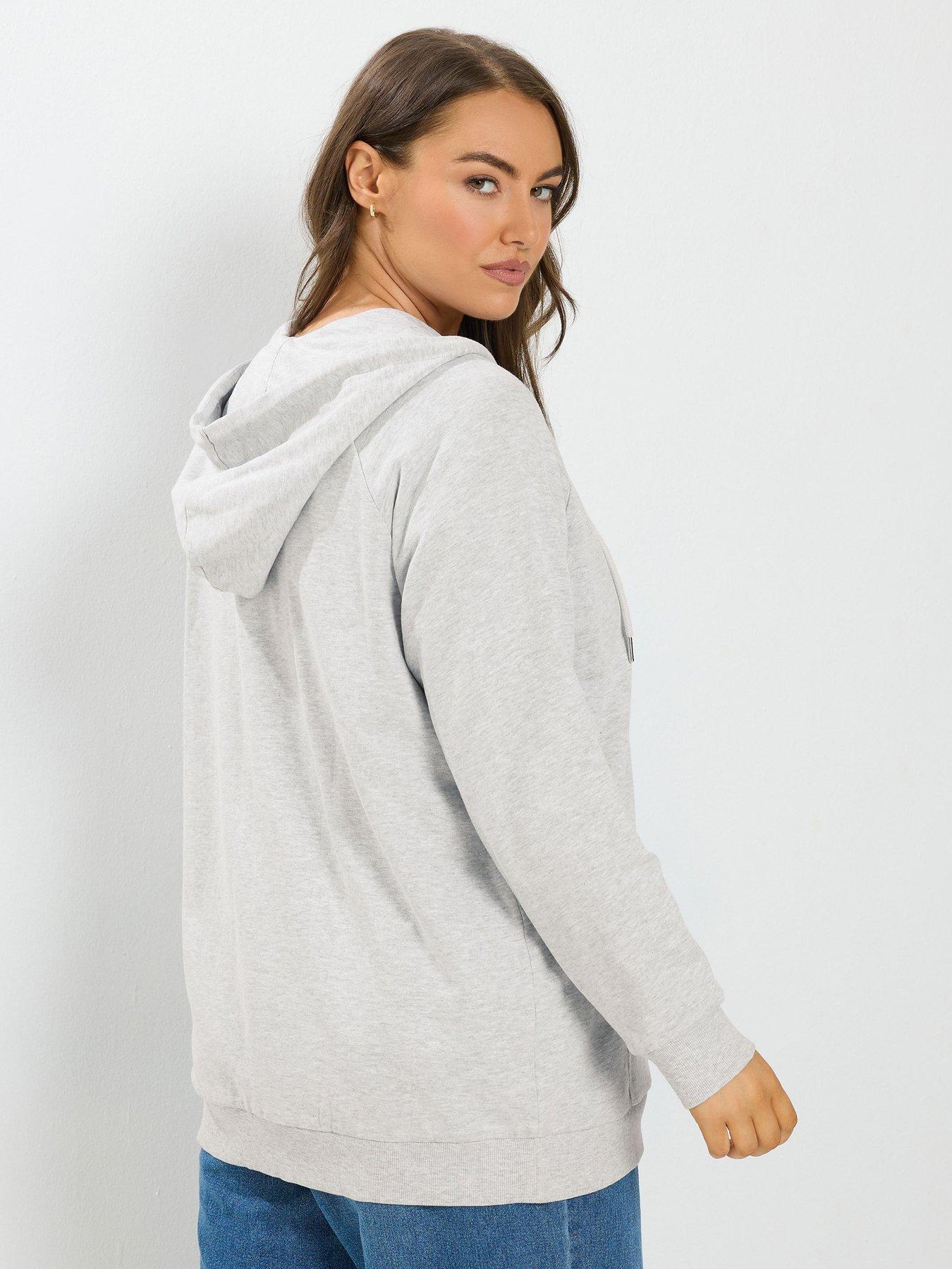 Image 2 of 4 of Yours Curve Zip Through Raglan Hoodie - Grey