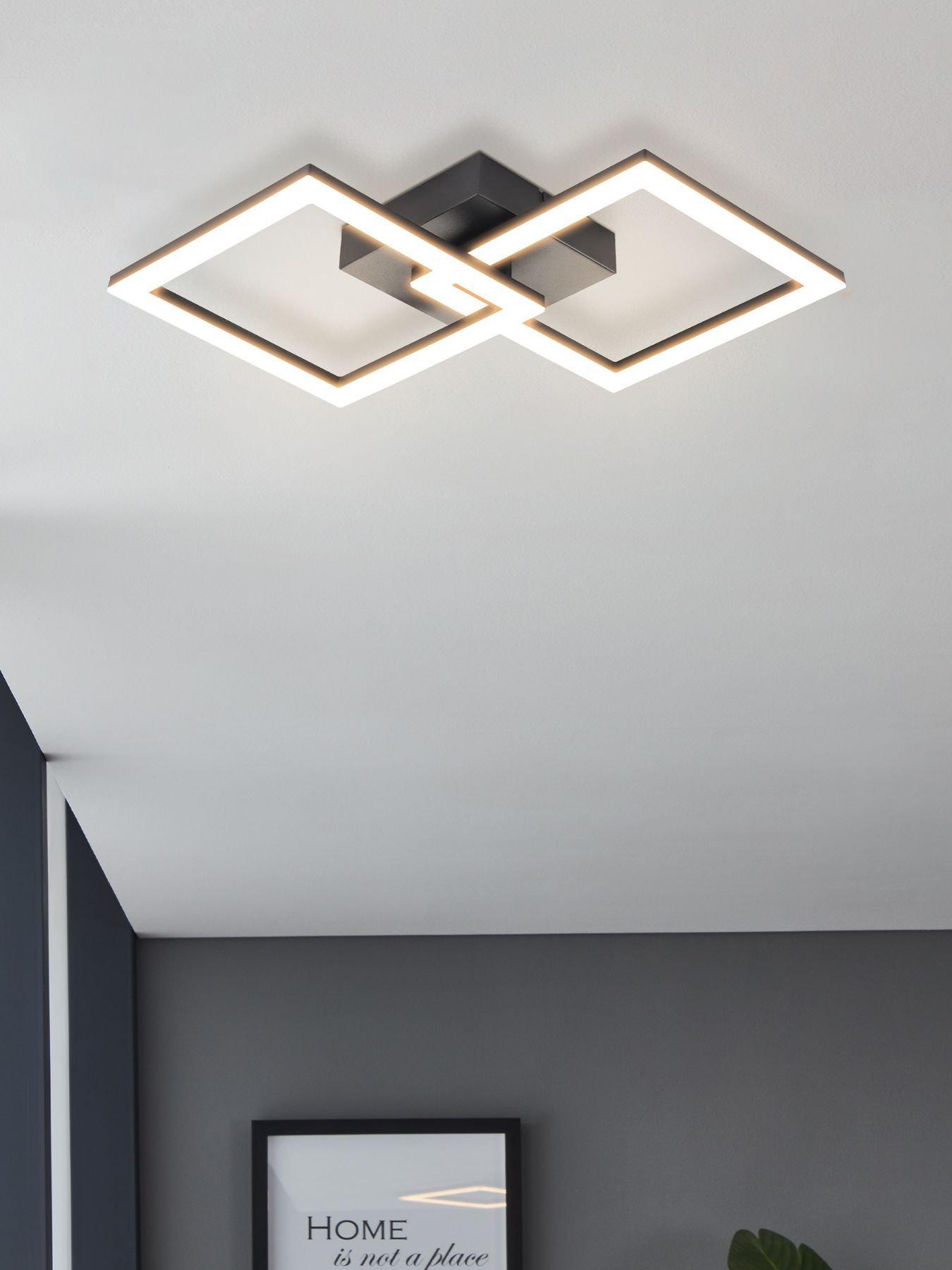 Image 1 of 4 of Eglo Basic Palmaves-E Black Steel &amp; Plastic LED Ceiling Light, 4000K