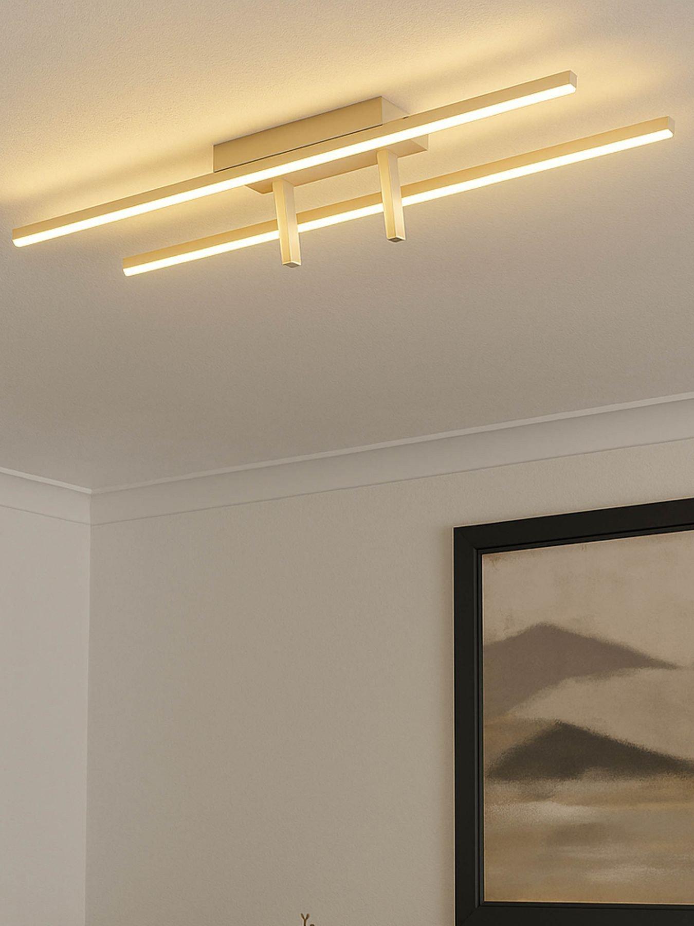 Image 1 of 4 of Eglo Trepiliano Aluminium & Steel Modern LED Linear Ceiling Light, Sandy