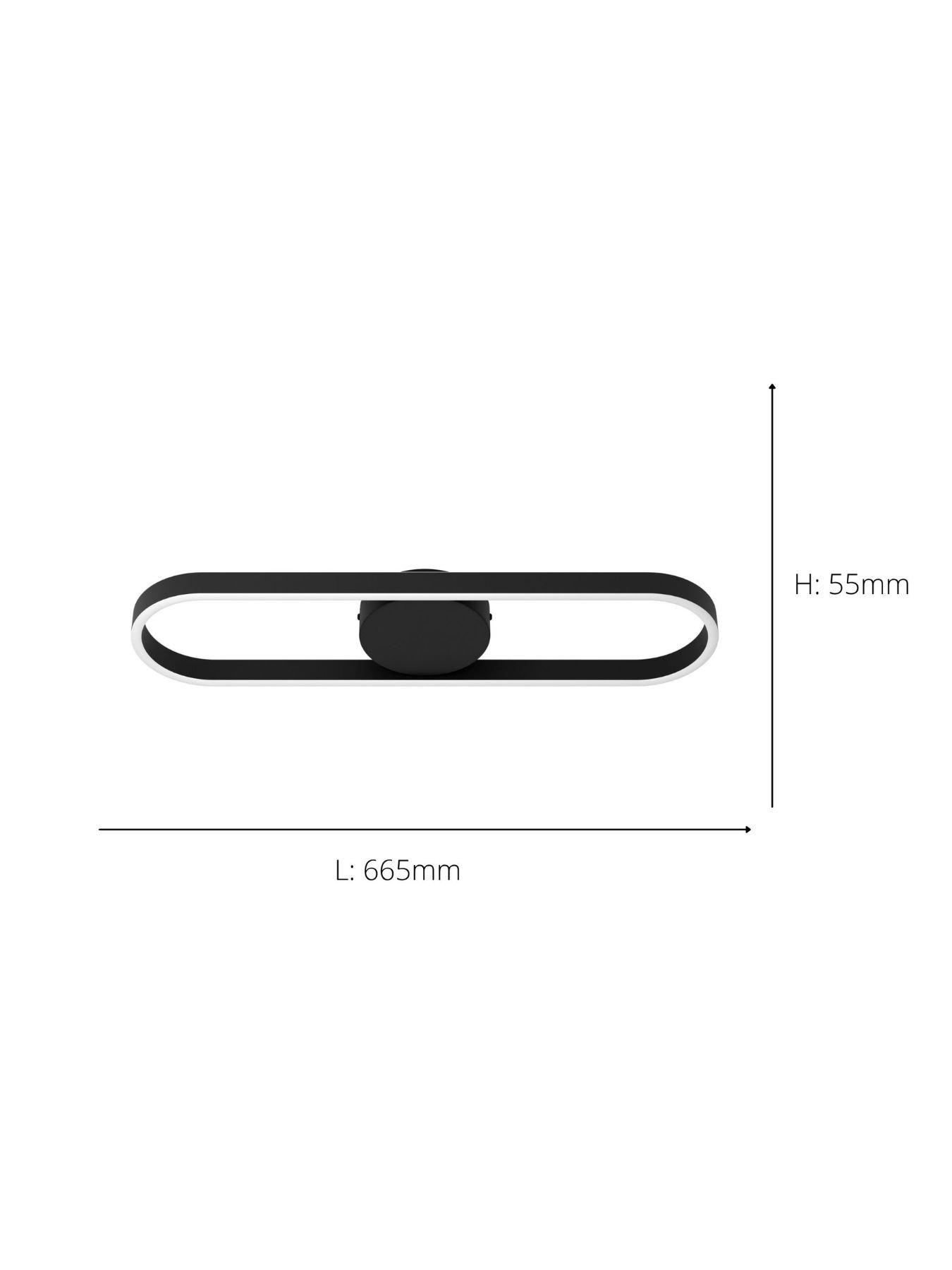 Image 4 of 5 of Eglo Amandolo LED Wall &amp; Ceiling Light, Black, 67cm