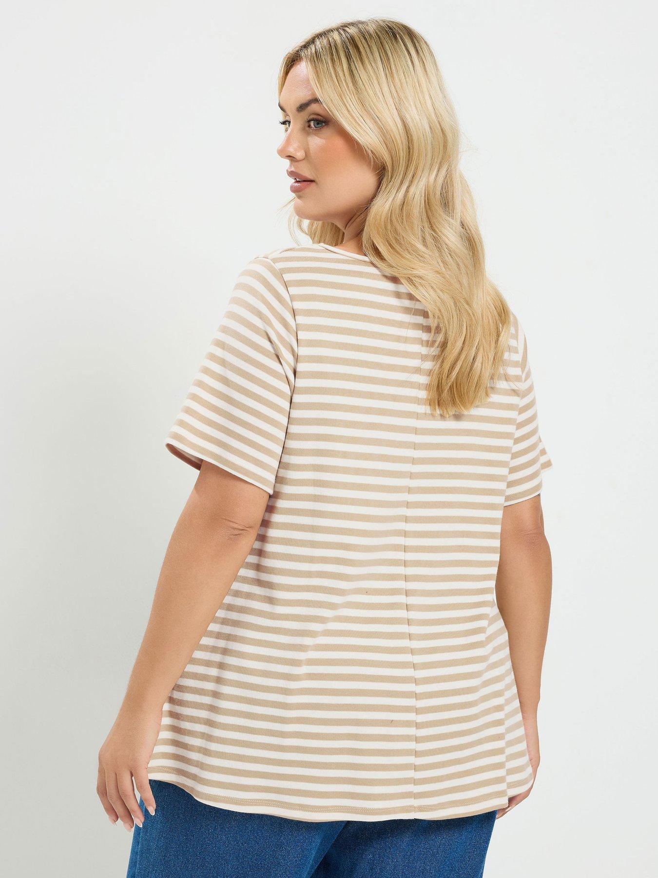 Image 2 of 4 of Yours Curve Stripe Swing Top - Cream