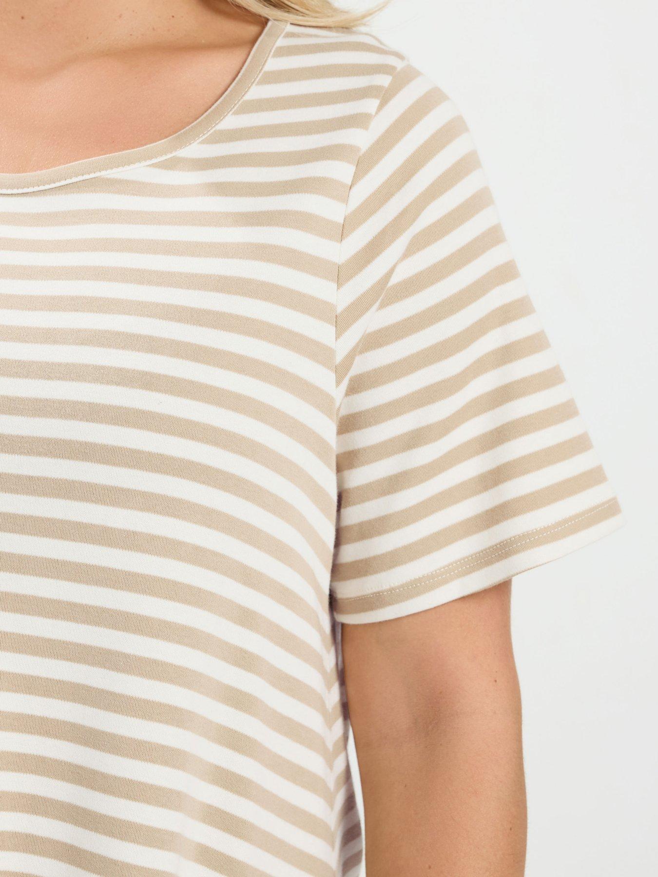 Image 4 of 4 of Yours Curve Stripe Swing Top - Cream