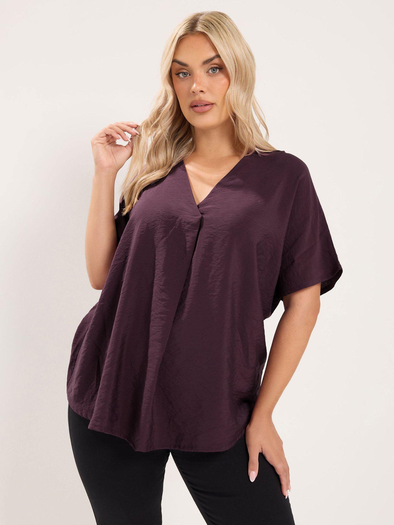 Yours Curve V Neck Grown On Sleeve Top - Red