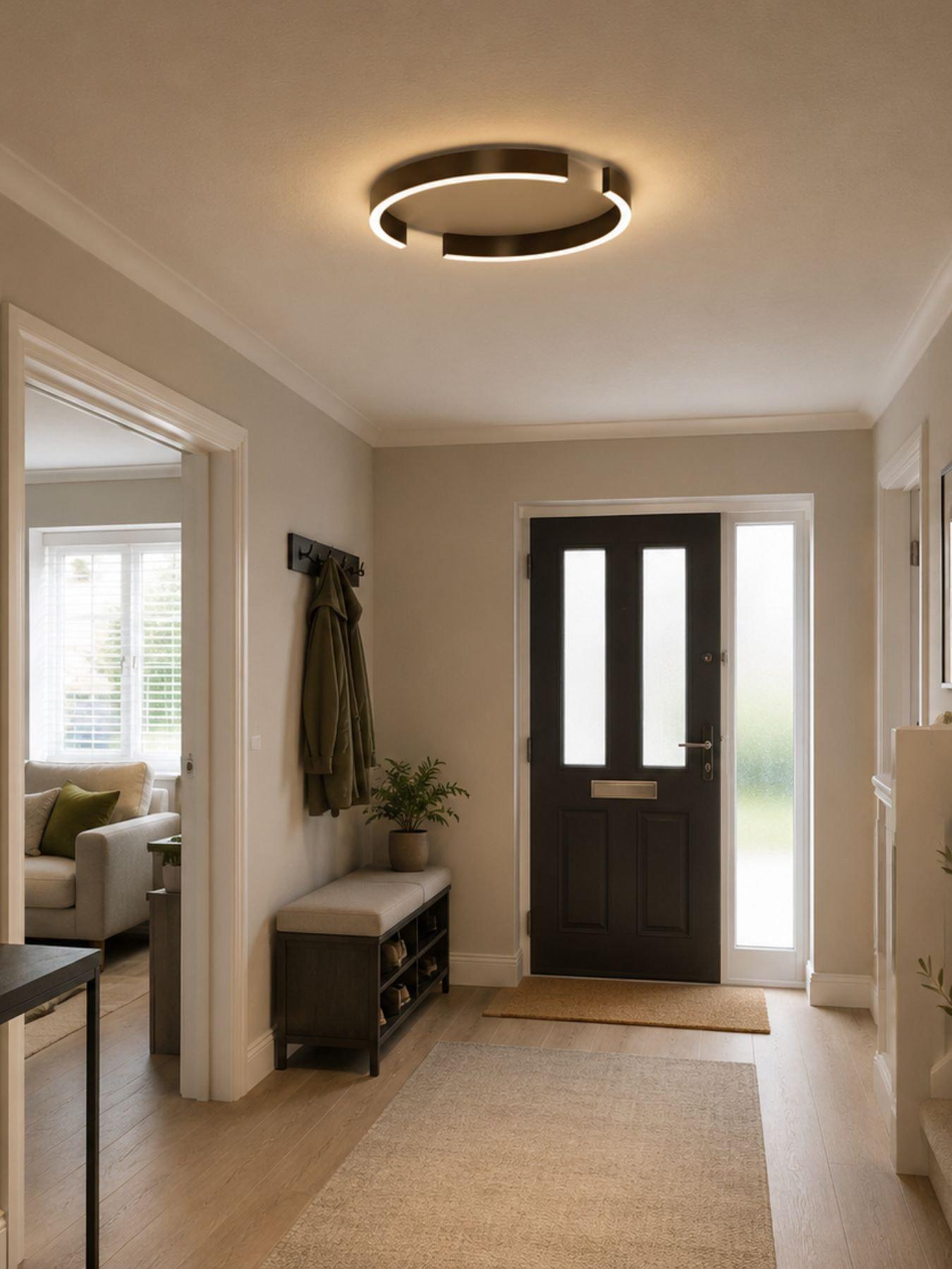 Image 1 of 5 of Eglo Copertino LED Ceiling Light, Sandy &amp; Dark Bronze, 45cm