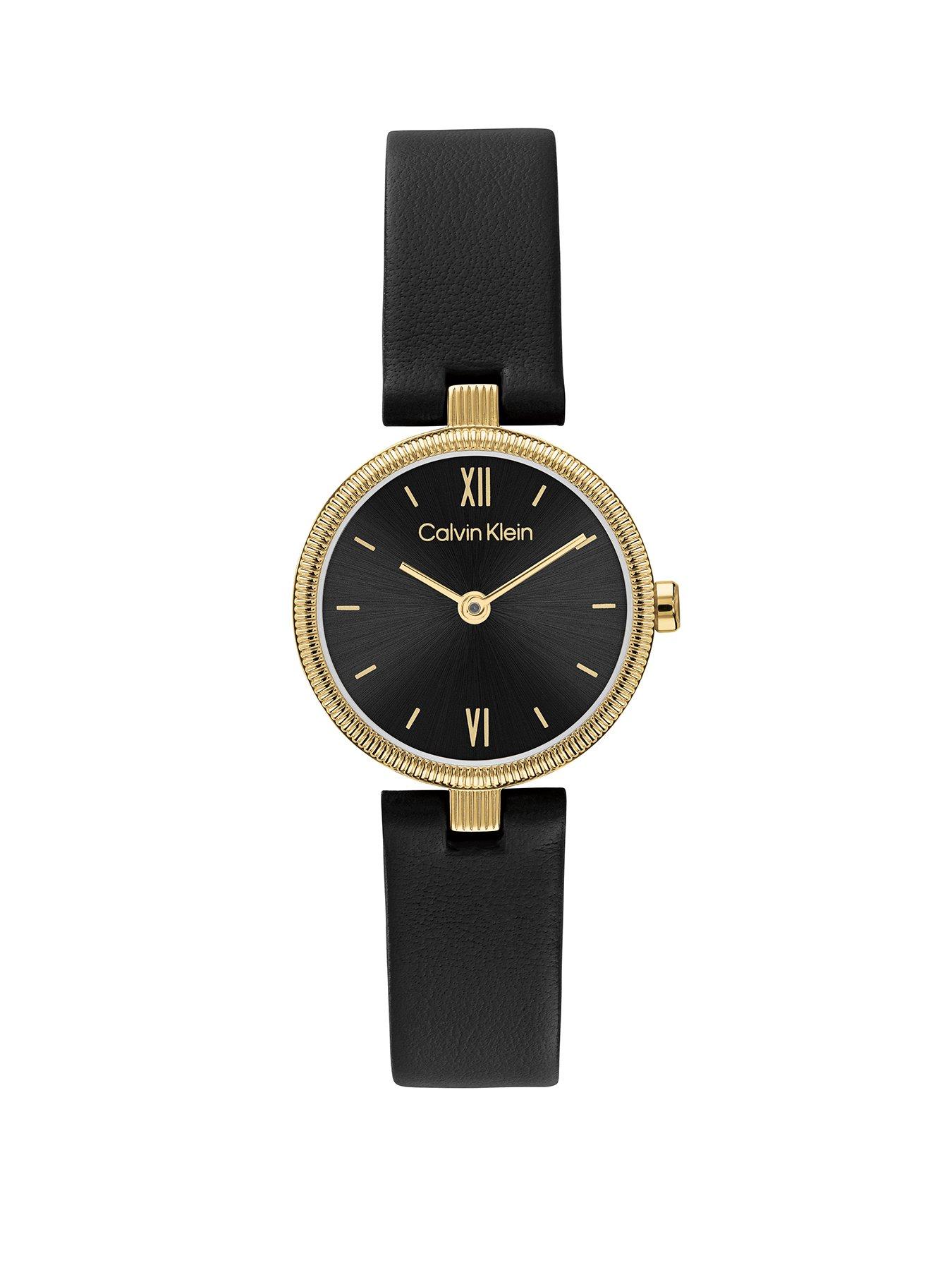 Image 1 of 6 of Calvin Klein Women's Gleam Black Leather Watch