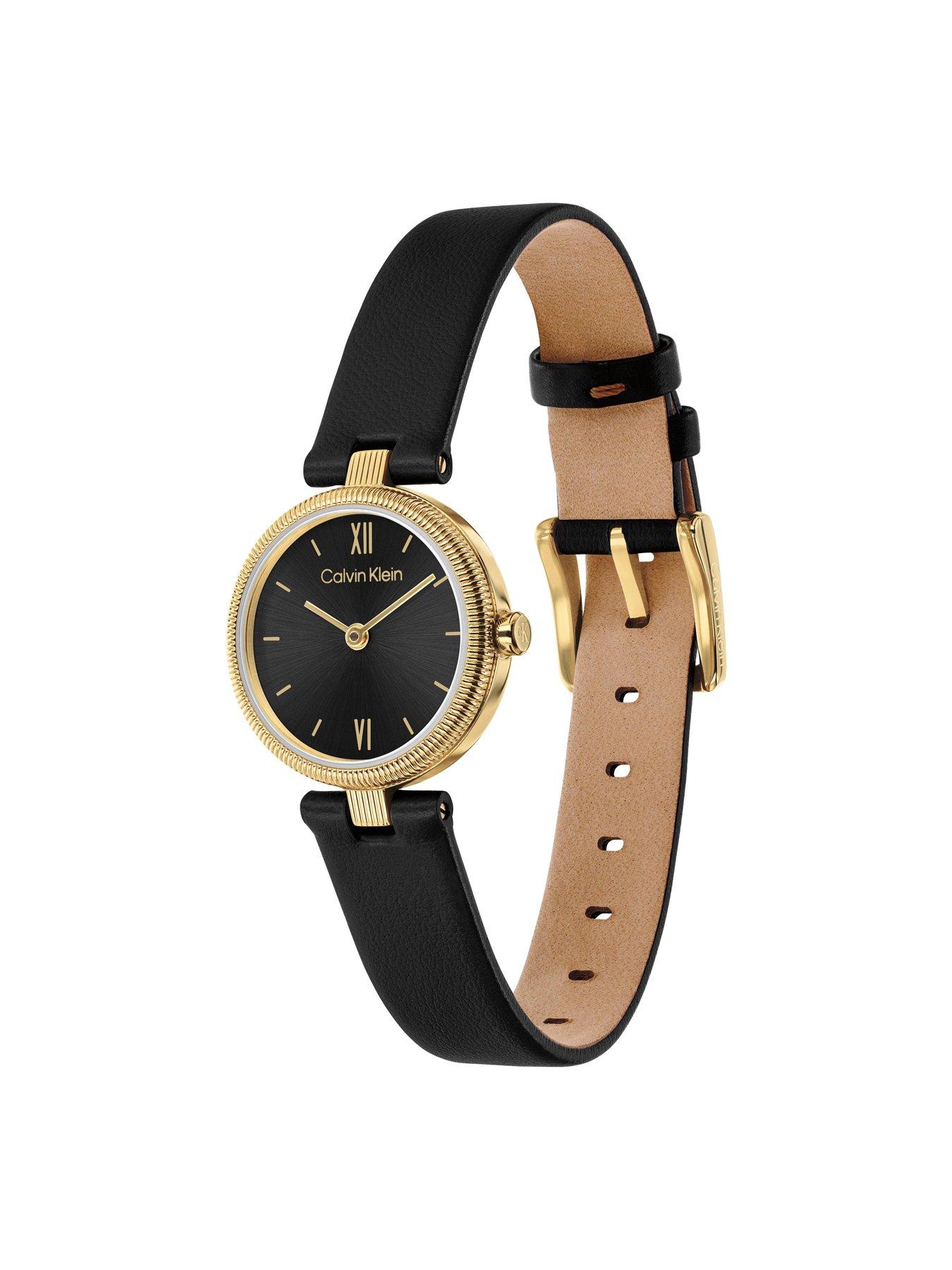Image 2 of 6 of Calvin Klein Women's Gleam Black Leather Watch