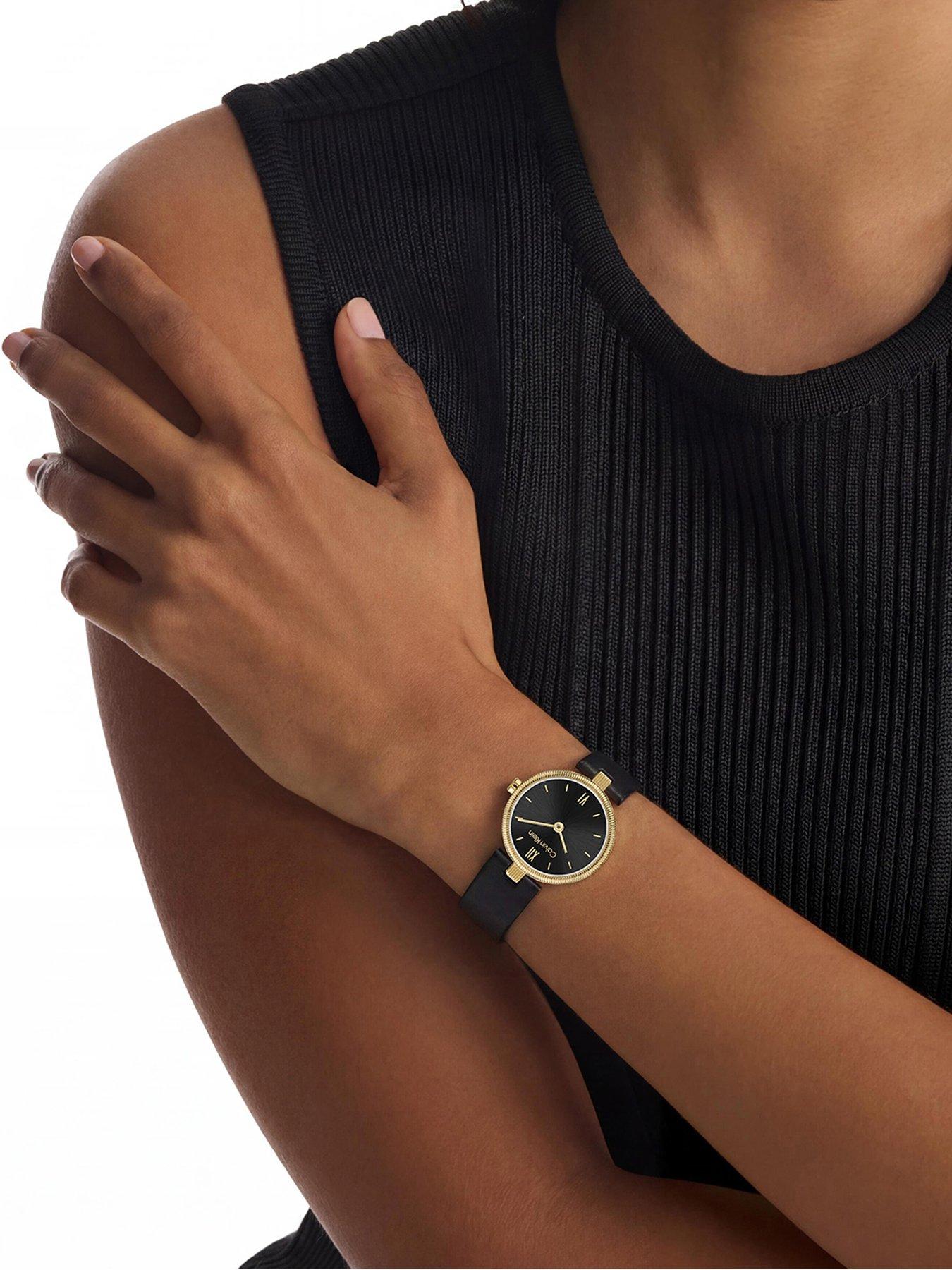 Image 4 of 6 of Calvin Klein Women's Gleam Black Leather Watch