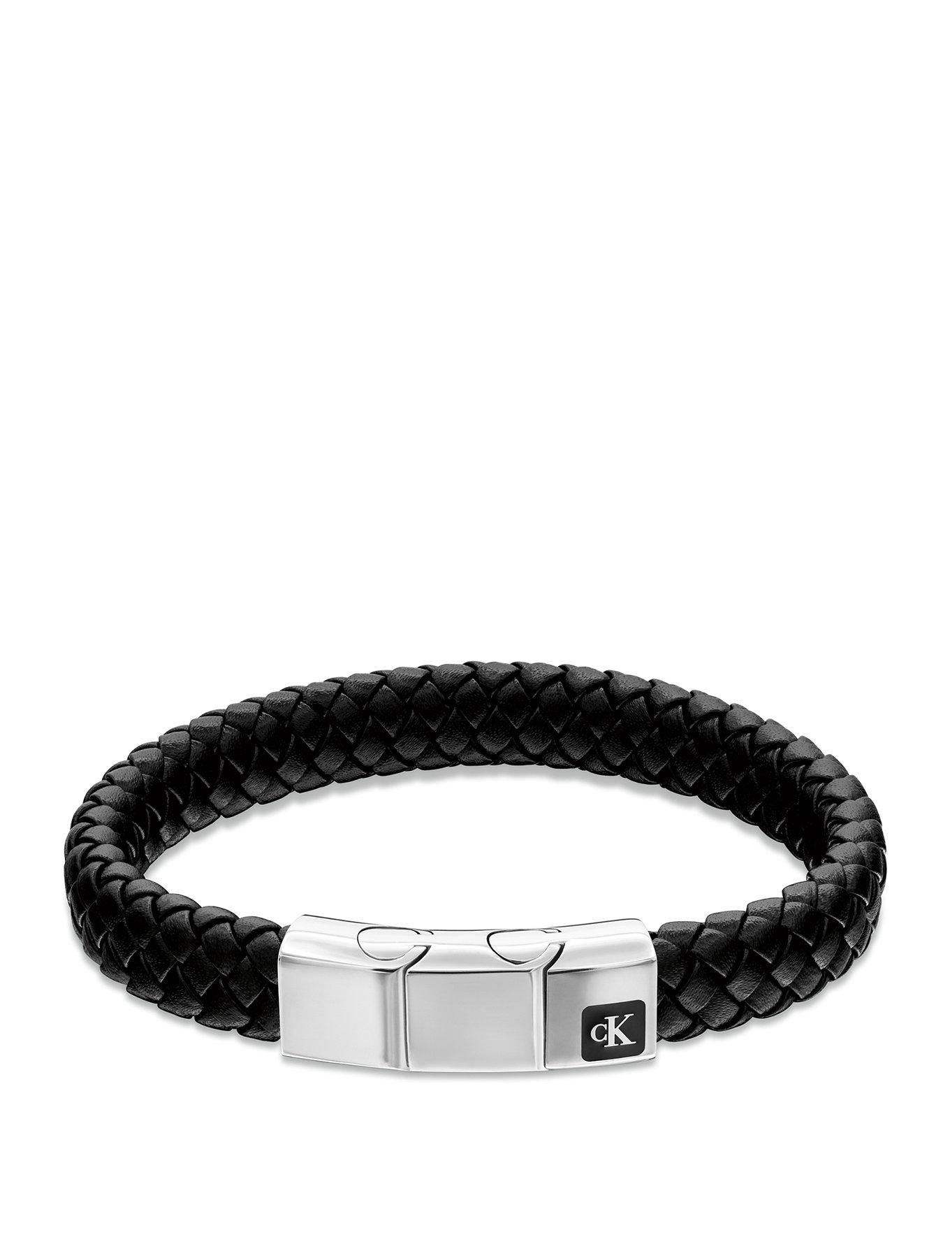 Image 1 of 2 of Calvin Klein Men's CK Essential Stainless Steel and Brown Leather Bracelet