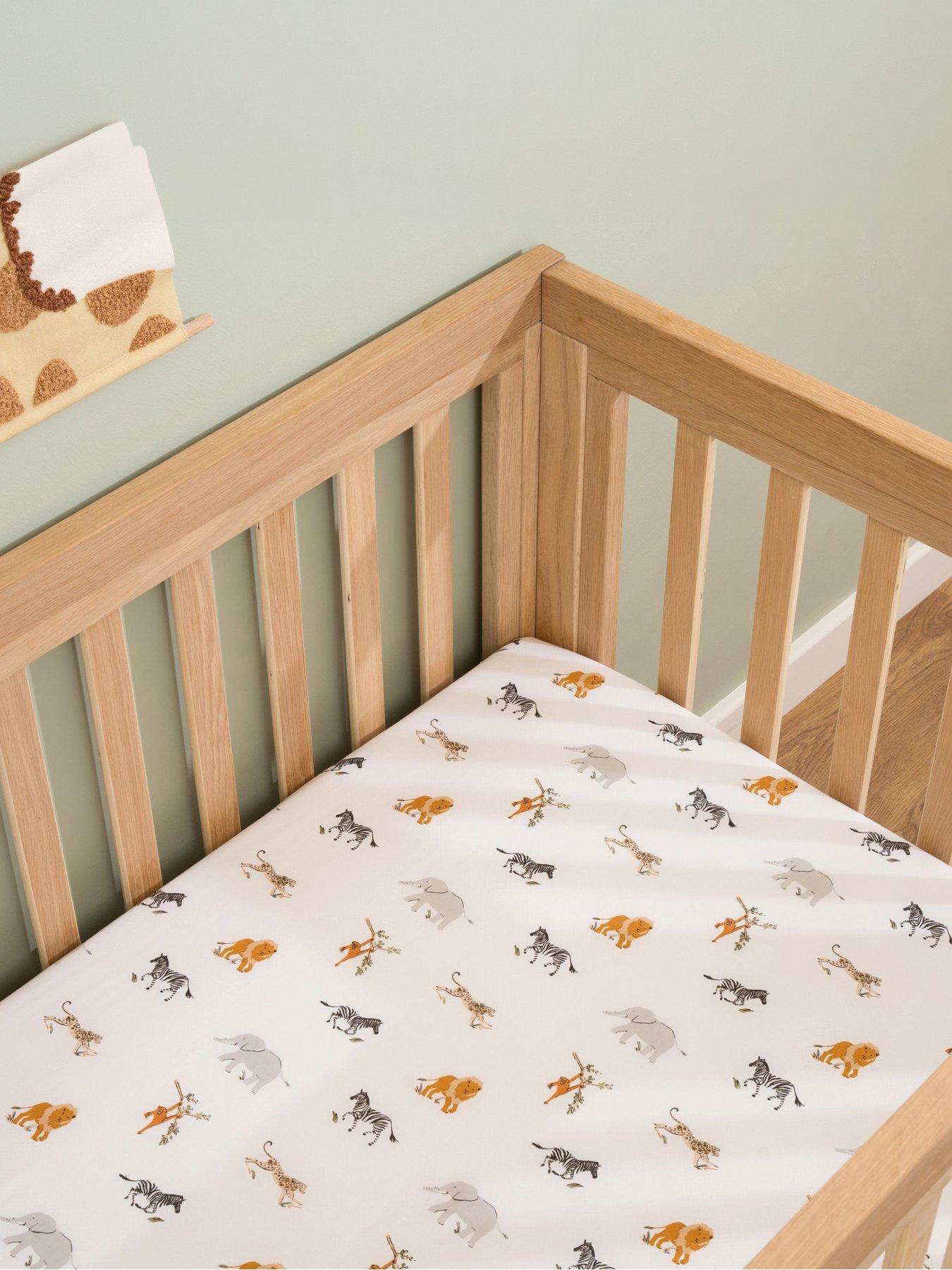 Clair De Lune 2 Pack Cot Bed Sheets and Cot Bed Mattress Protector - Jungle