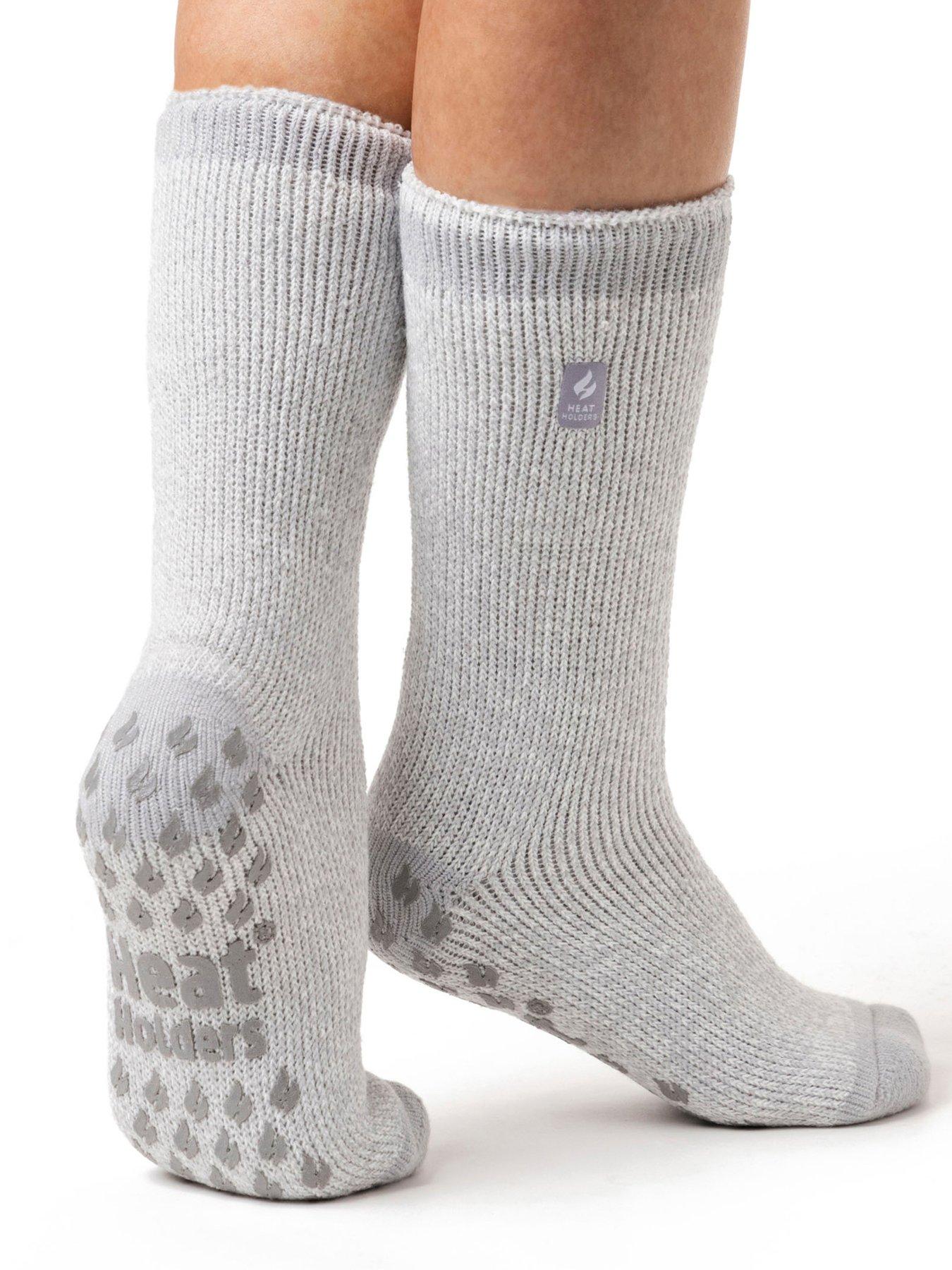 Image 1 of 3 of Heat Holders Womens Maximum Thickness Gripper Slipper Socks - Silver Grey