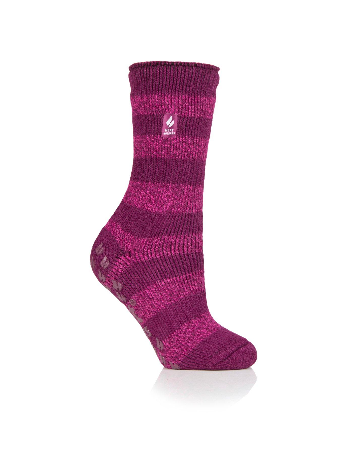 Image 2 of 3 of Heat Holders Womens Brushed Lined Non-Slip Stripe Slipper Socks - Multi