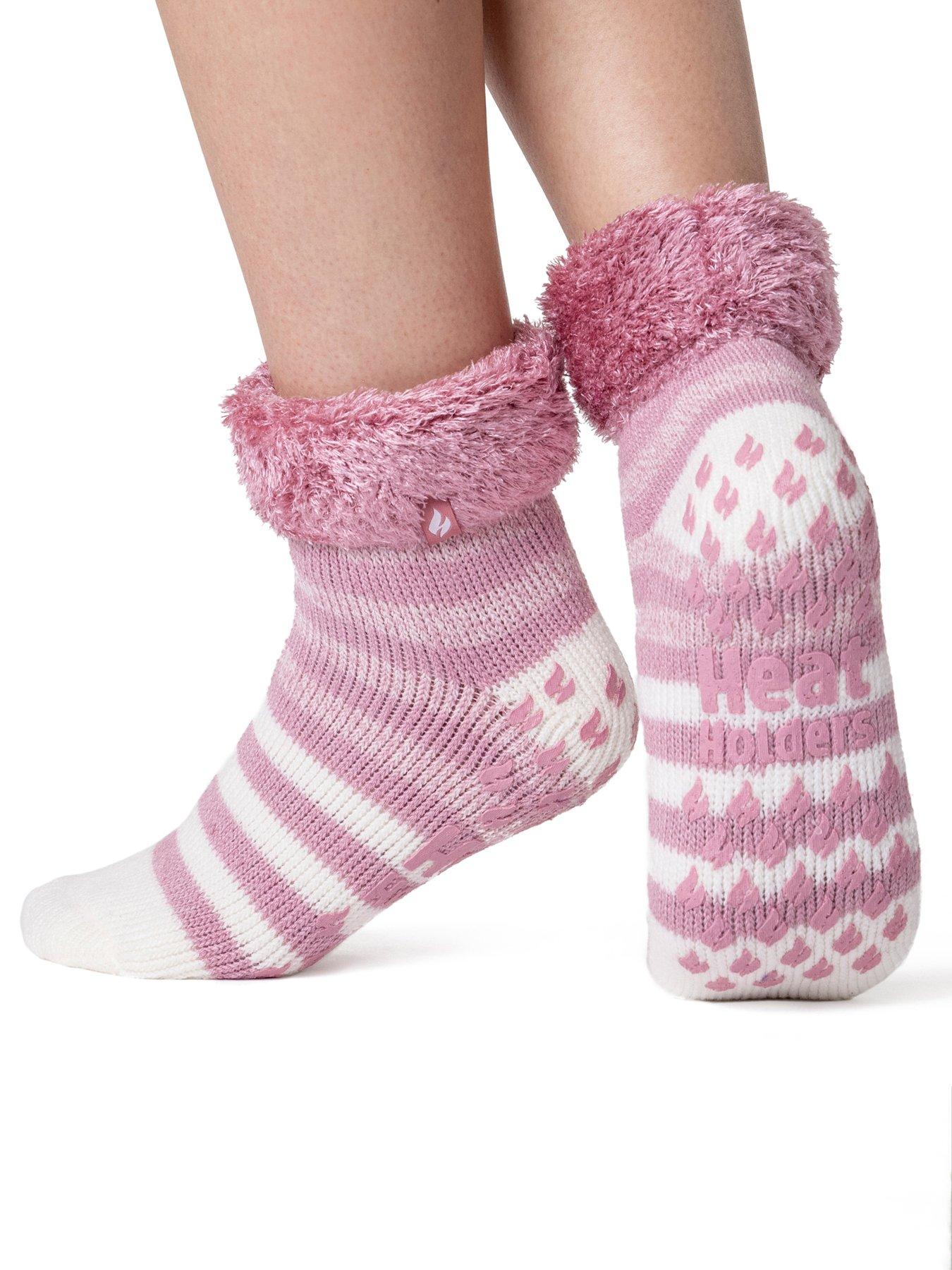 Image 1 of 4 of Heat Holders Womens Fluffy Cuff Grip Sole Slipper Socks - Multi