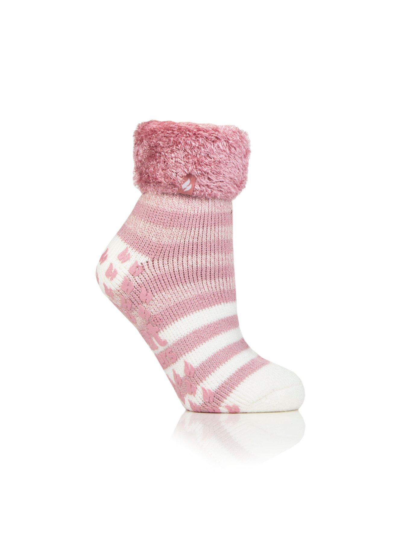 Image 2 of 4 of Heat Holders Womens Fluffy Cuff Grip Sole Slipper Socks - Multi