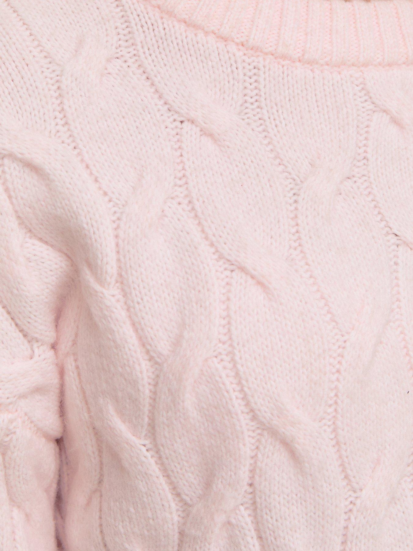 Image 5 of 5 of New Look 915 Girls Cable Knit Longline Jumper - Light Pink