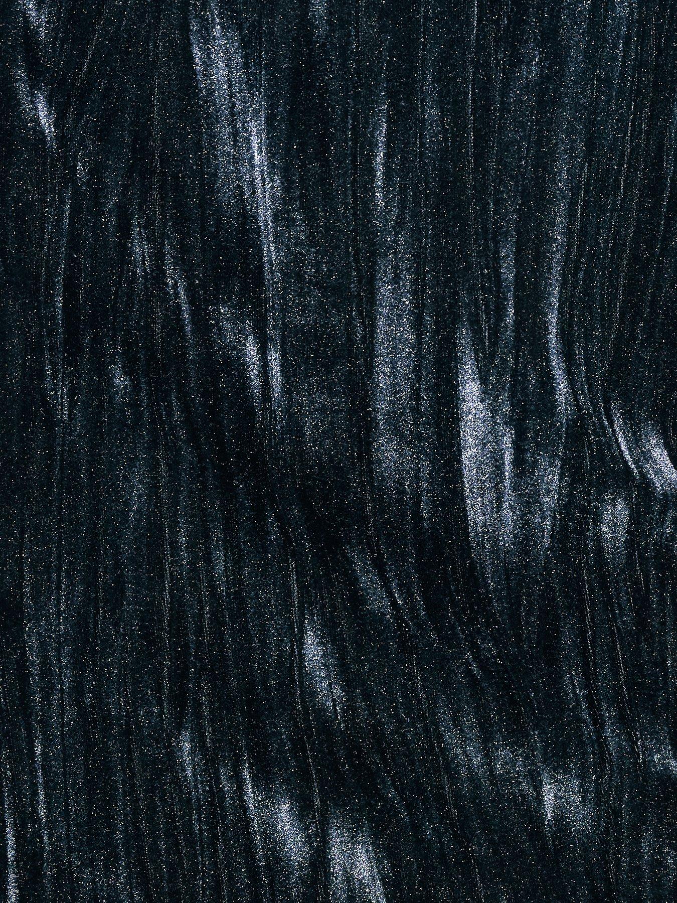 Image 6 of 6 of New Look Womens Velvet Pleated Mini Skirt - Blue