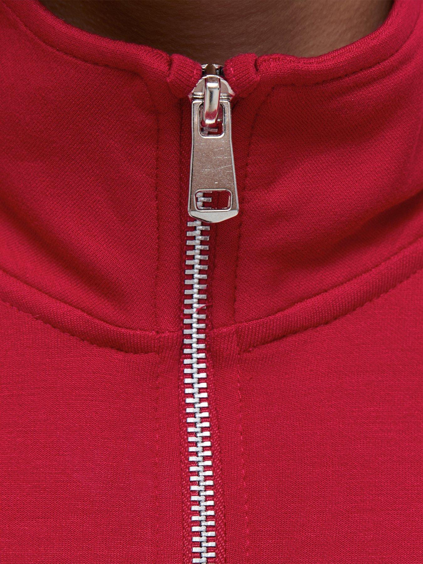Image 5 of 5 of New Look Premium Bright Red Quarter Zip Sweatshirt