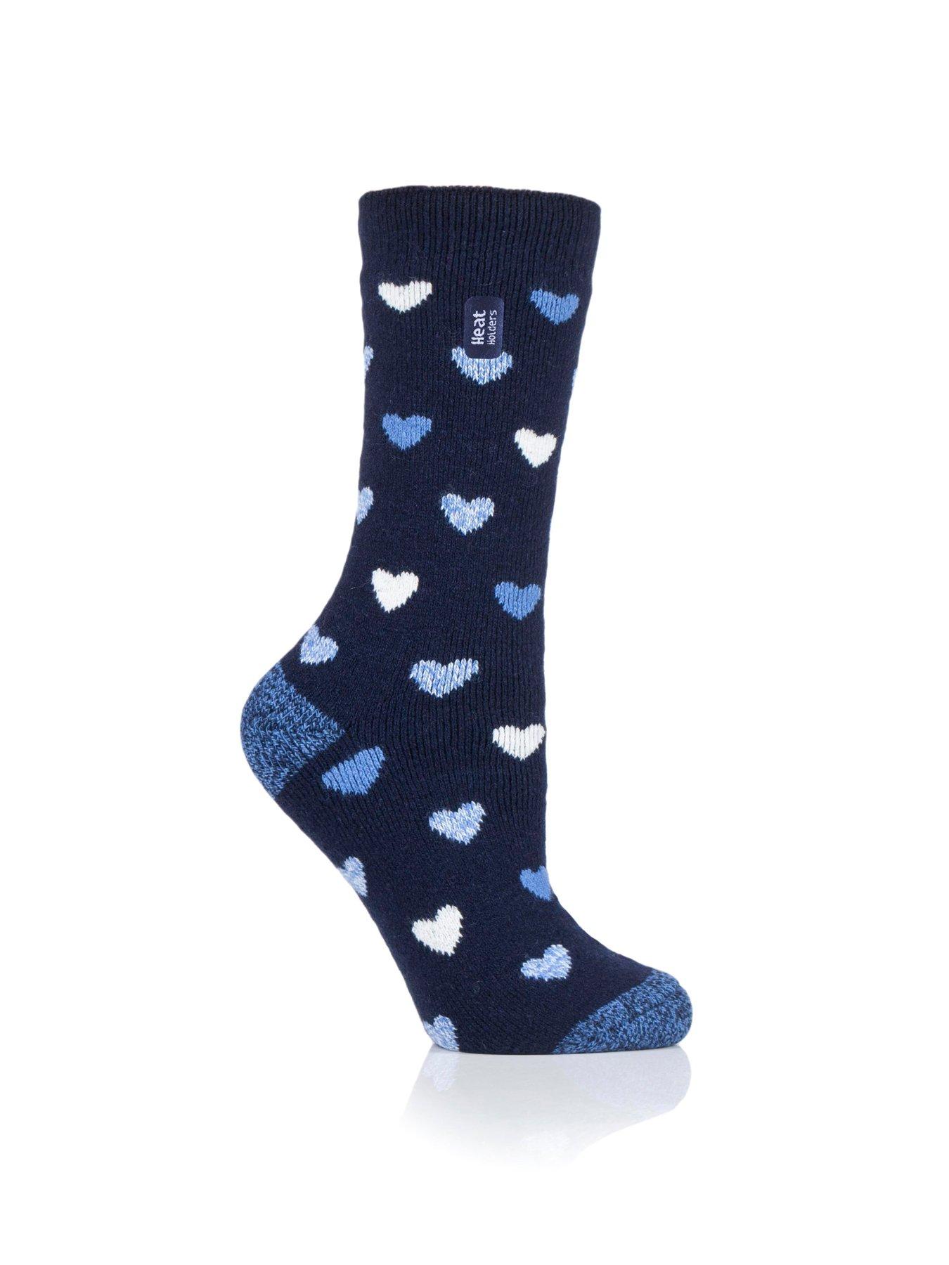 Image 2 of 3 of Heat Holders Womens Lite Thermal Crew Socks - Navy Heart