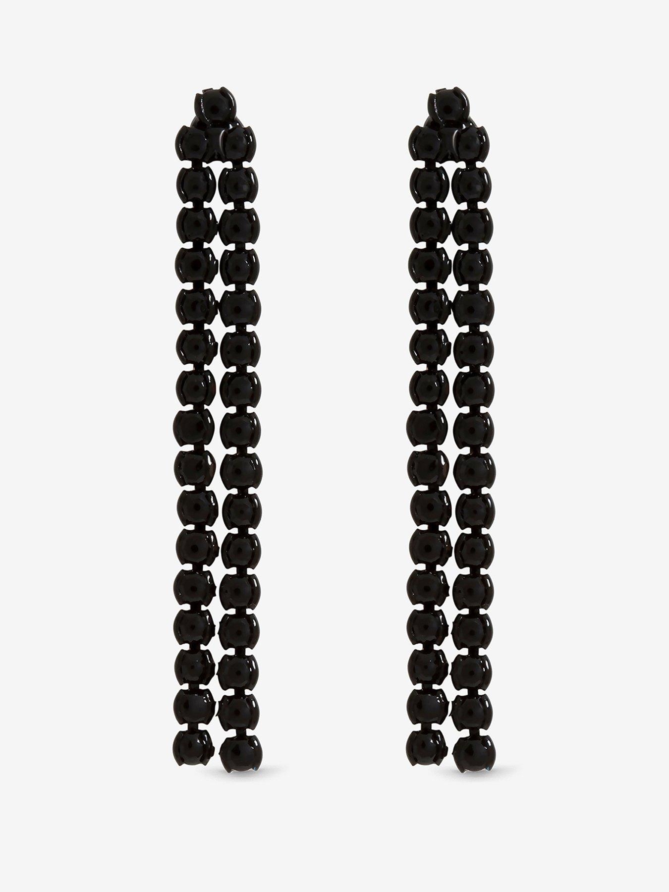 Image 1 of 3 of Mood Jet Plated Double Drop Linear Jet Earrings