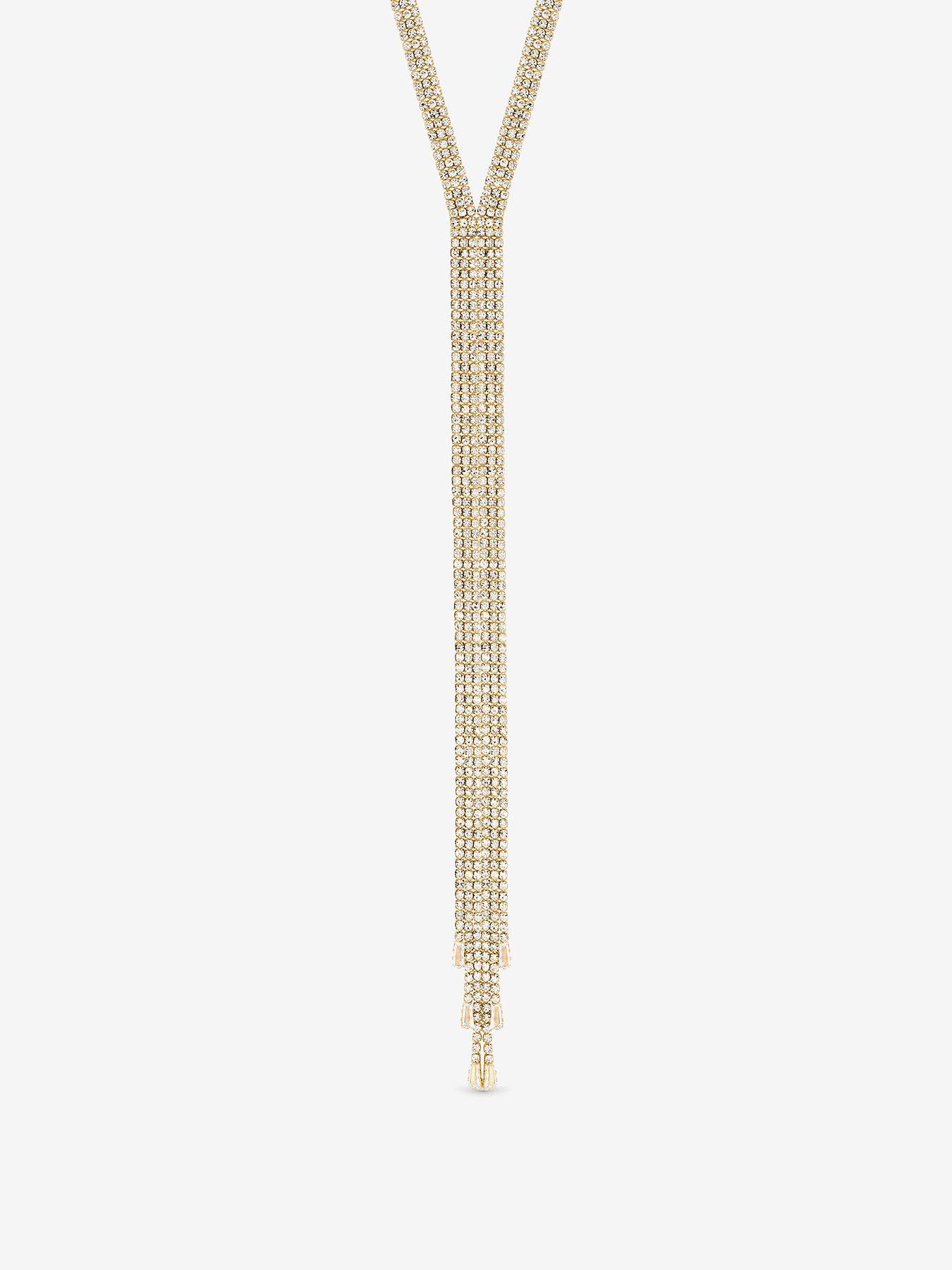 Mood Gold Crystal Lariat Necklace