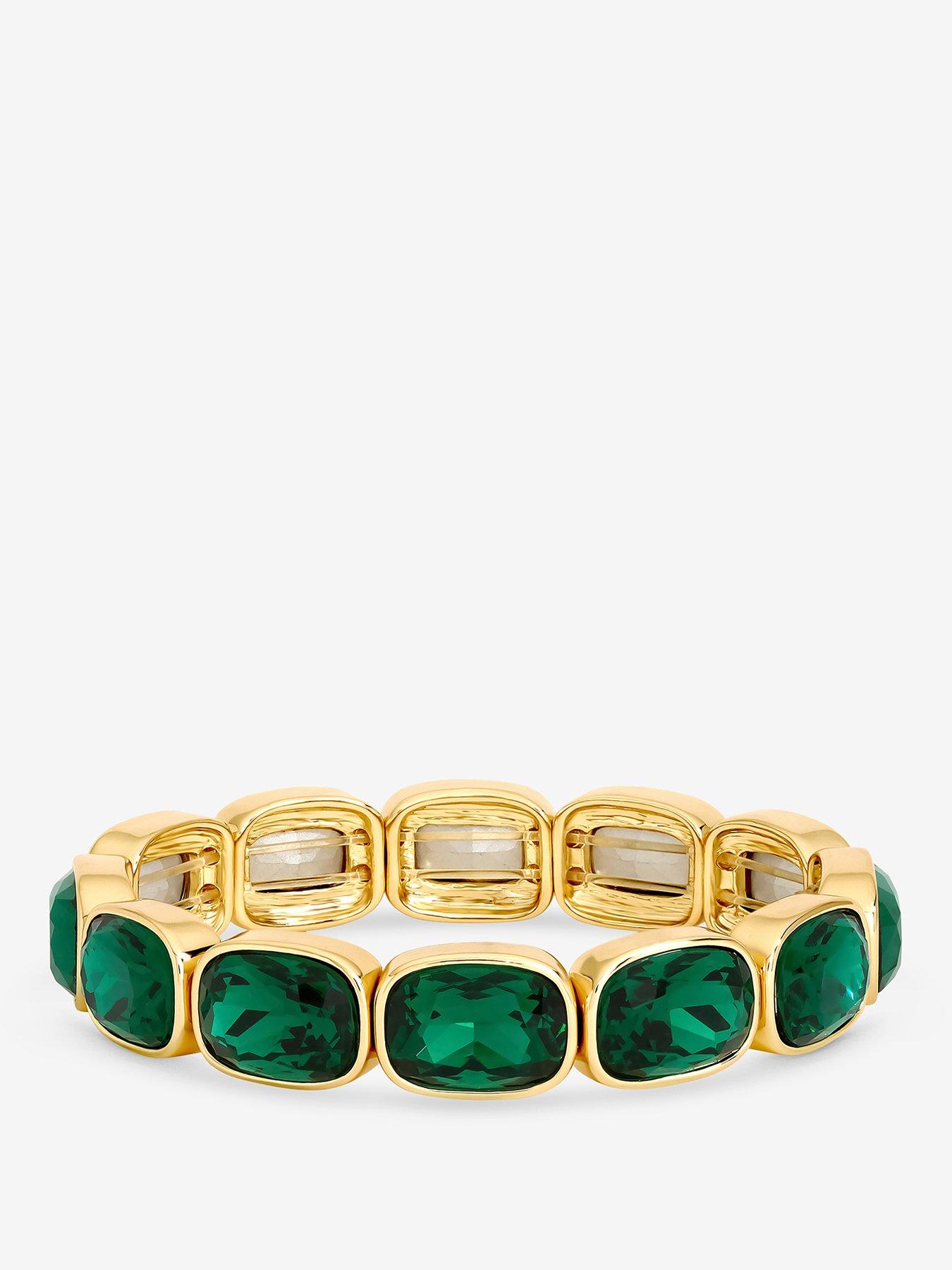 Mood Gold Plated And Emerald Stretch Bracelet
