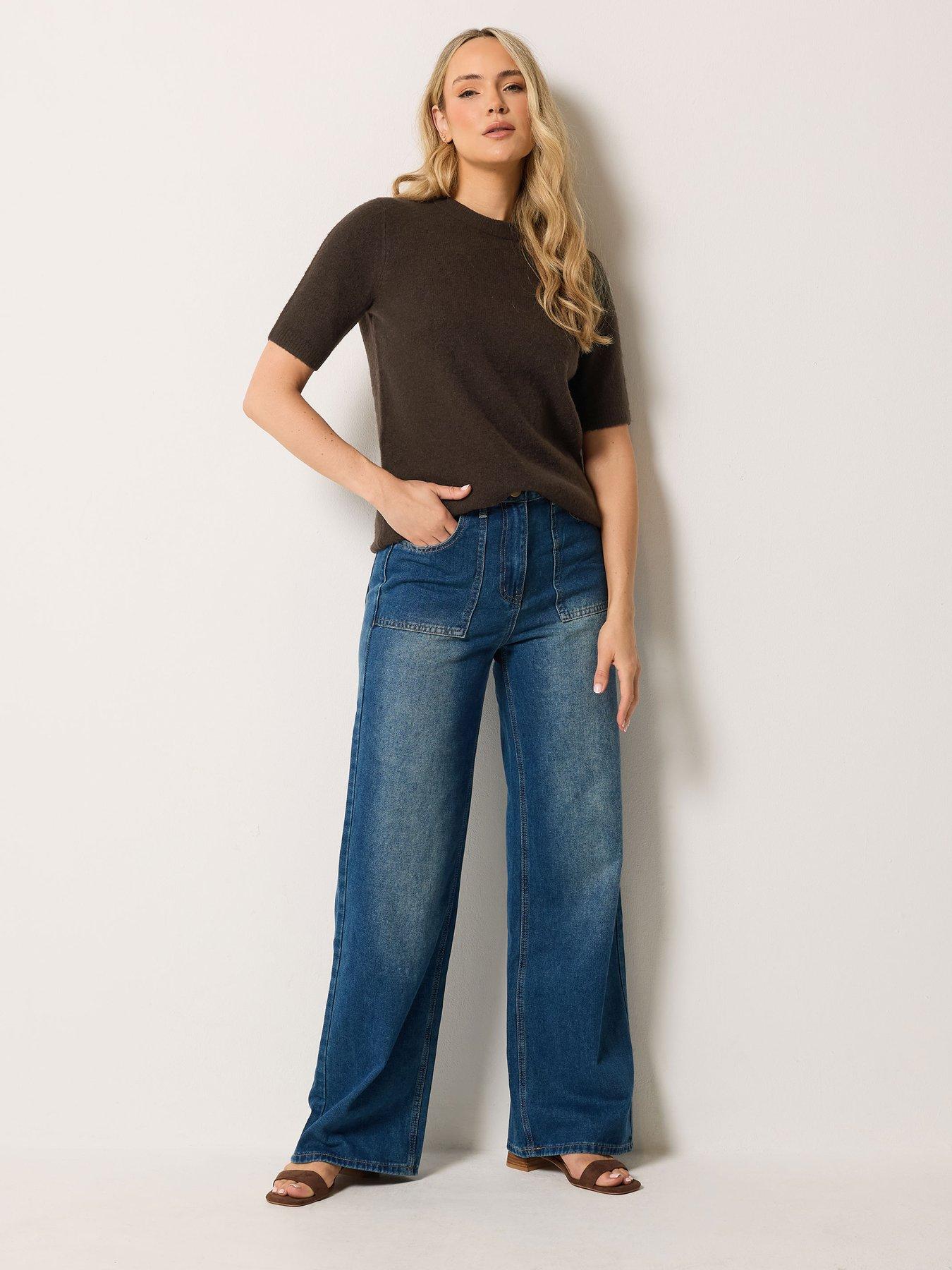 Image 3 of 4 of Long Tall Sally Short Sleeve Knit Jumper - Brown