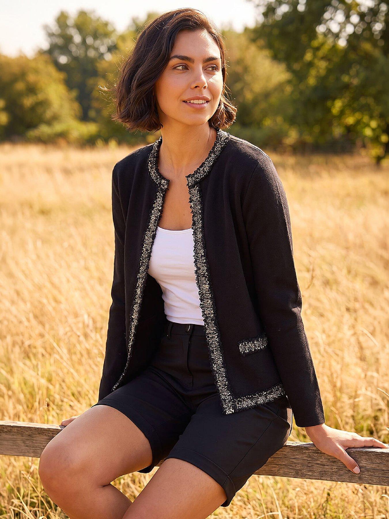 Image 1 of 4 of Roman Tweed Detail Cardigan