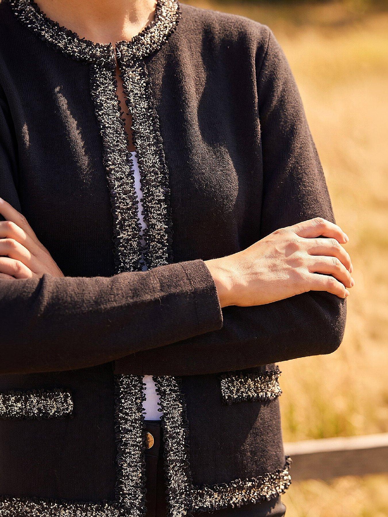 Image 2 of 4 of Roman Tweed Detail Cardigan