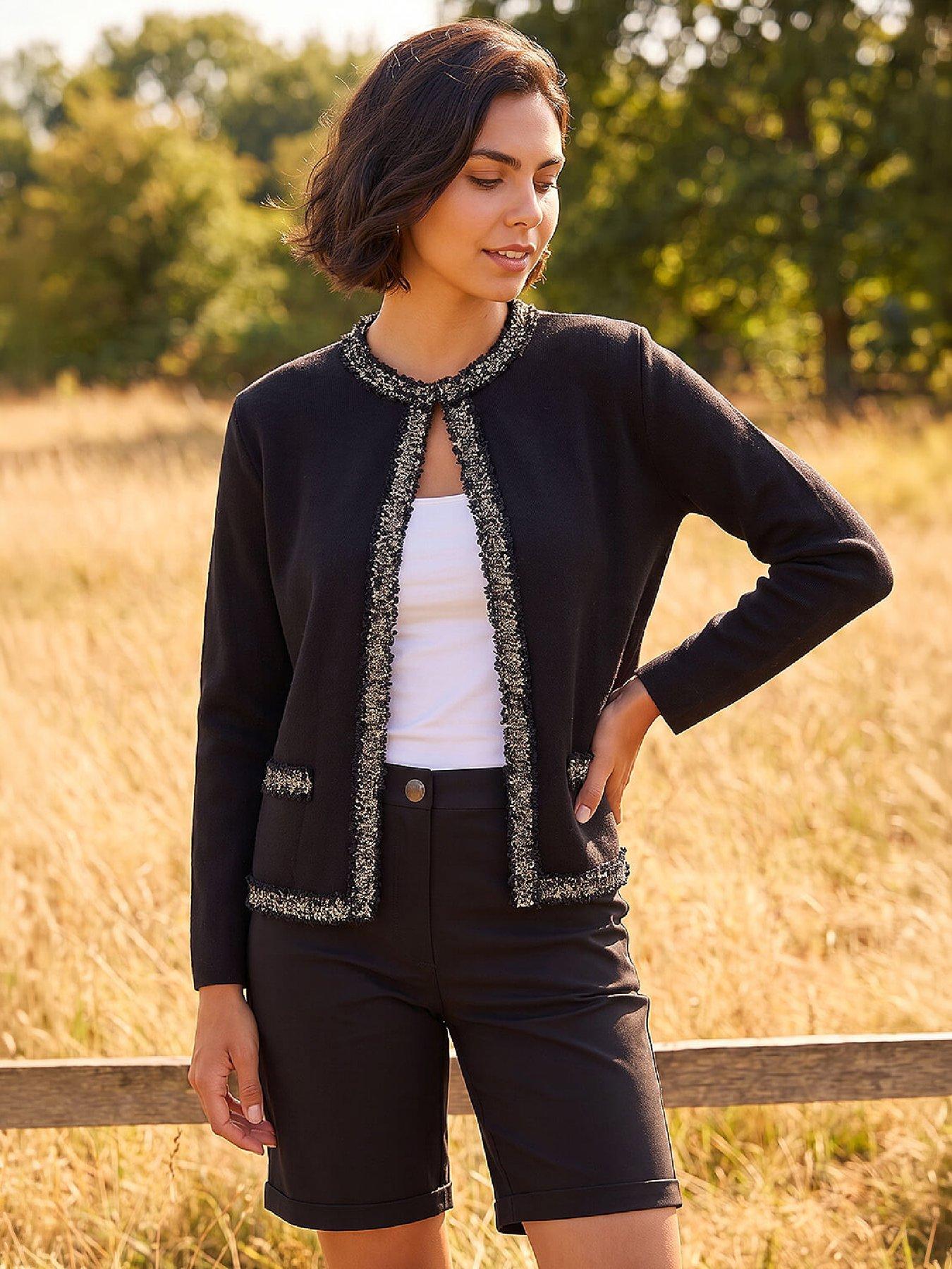 Image 4 of 4 of Roman Tweed Detail Cardigan