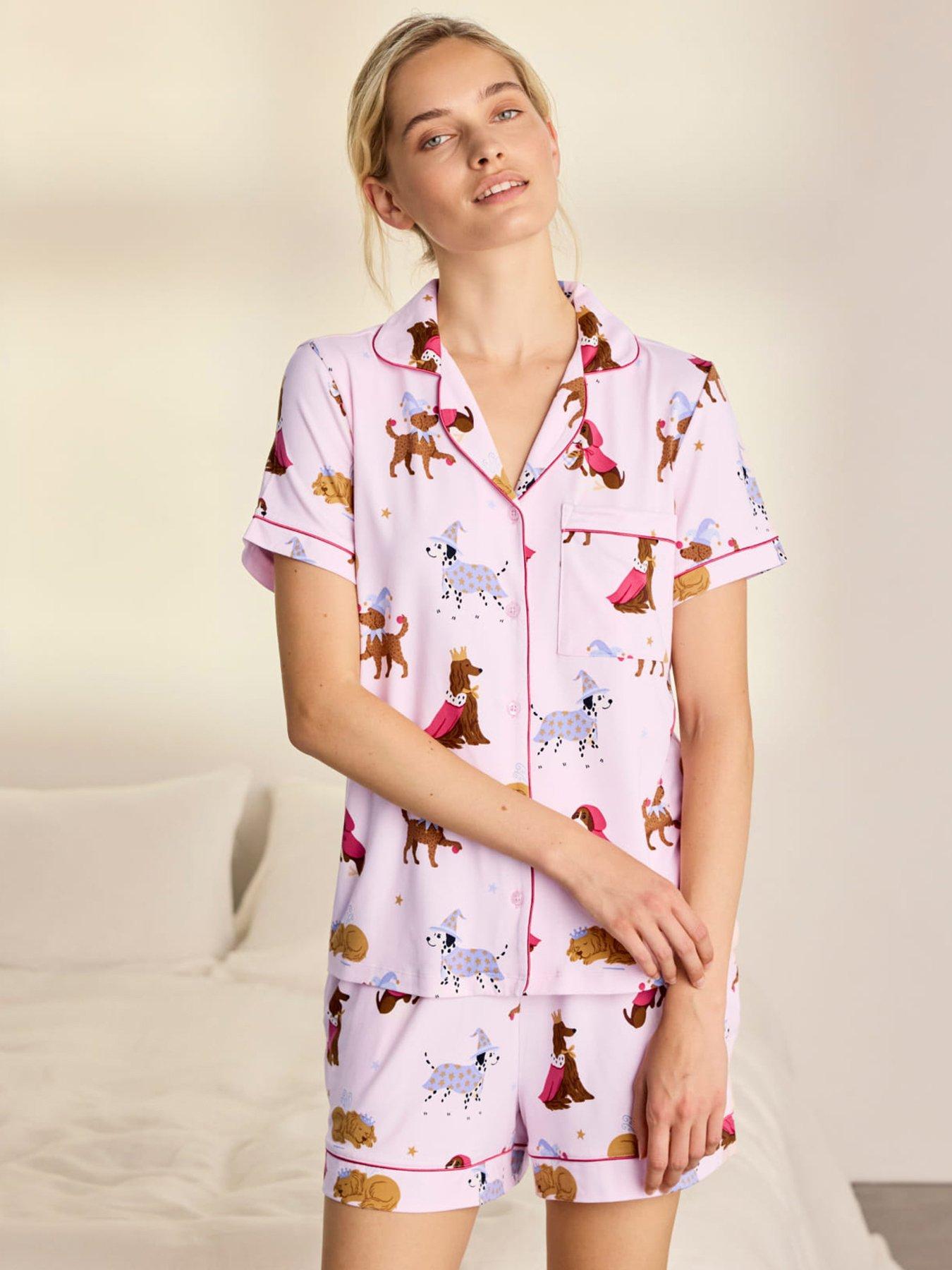 CHELSEA PEERS Fairytale Dogs Print Short Pyjama Set - Pink