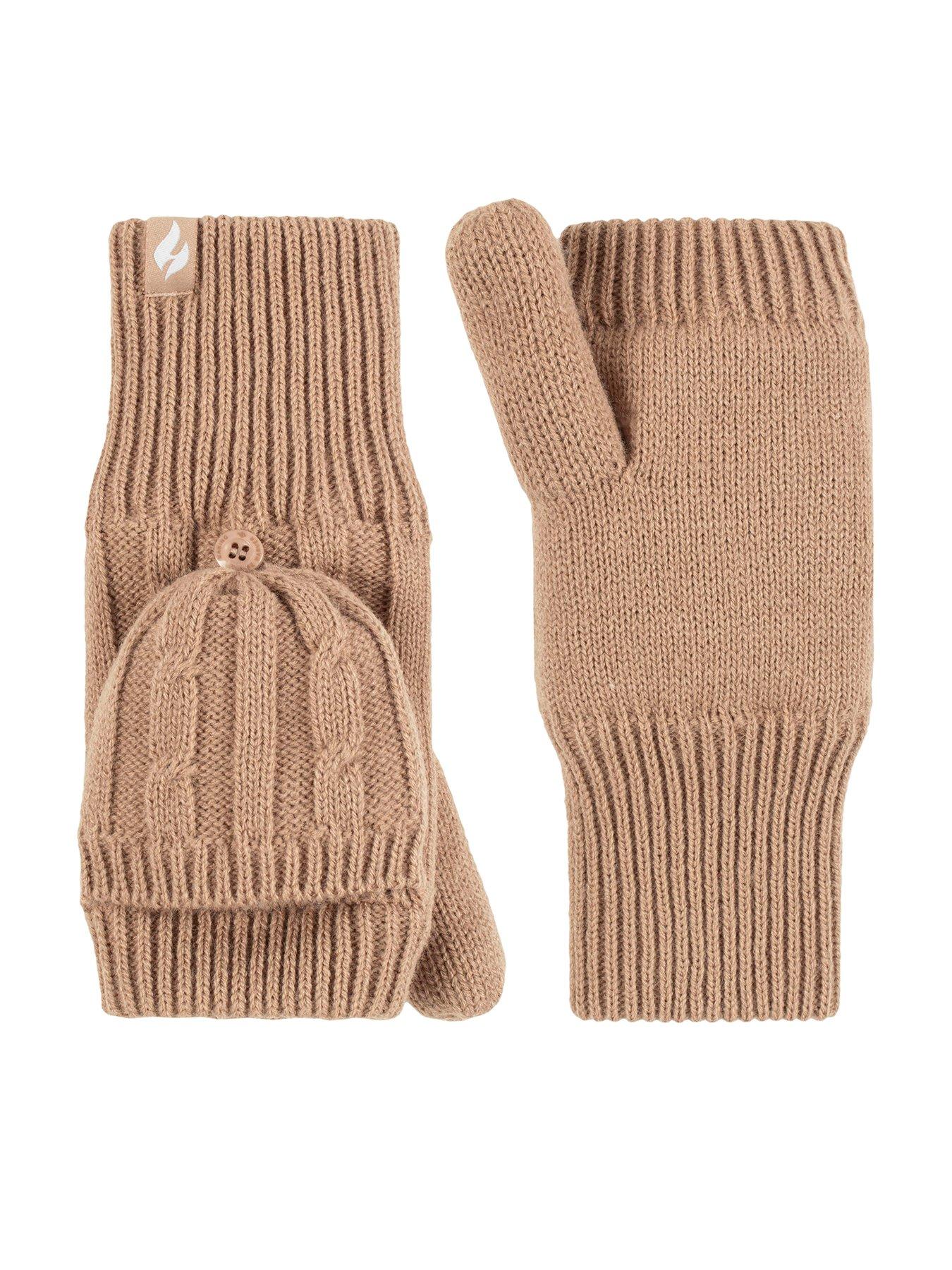 Image 2 of 5 of Heat Holders CABLE KNIT CONVERTER MITTENS - BEIGE