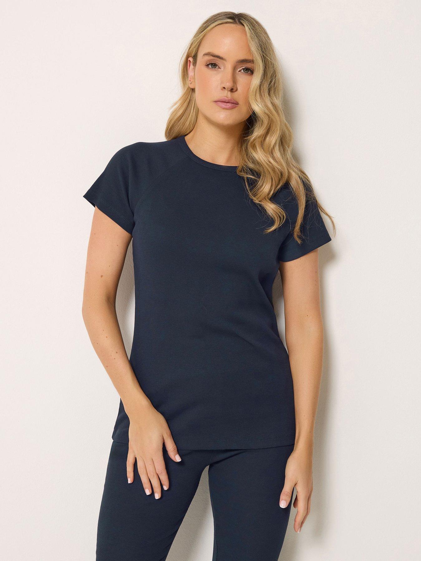 Image 1 of 4 of Long Tall Sally Navy Rib Raglan Tee - Blue