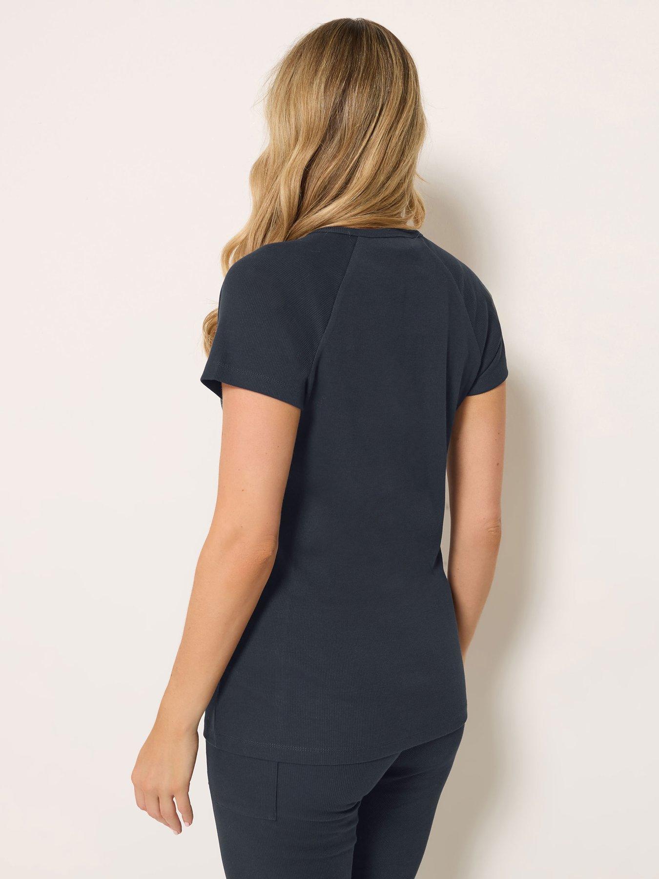 Image 2 of 4 of Long Tall Sally Navy Rib Raglan Tee - Blue