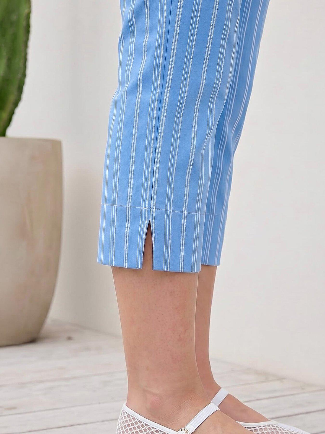 Image 2 of 4 of Roman Petite Stripe Cropped Trouser