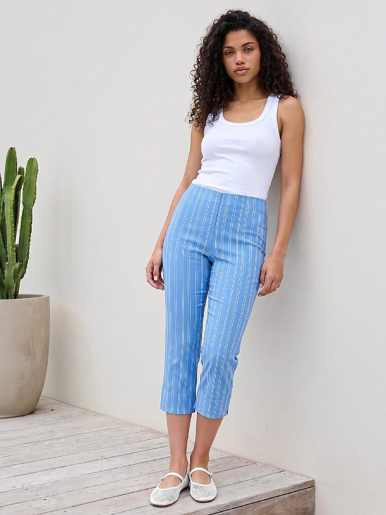 Image 4 of 4 of Roman Petite Stripe Cropped Trouser