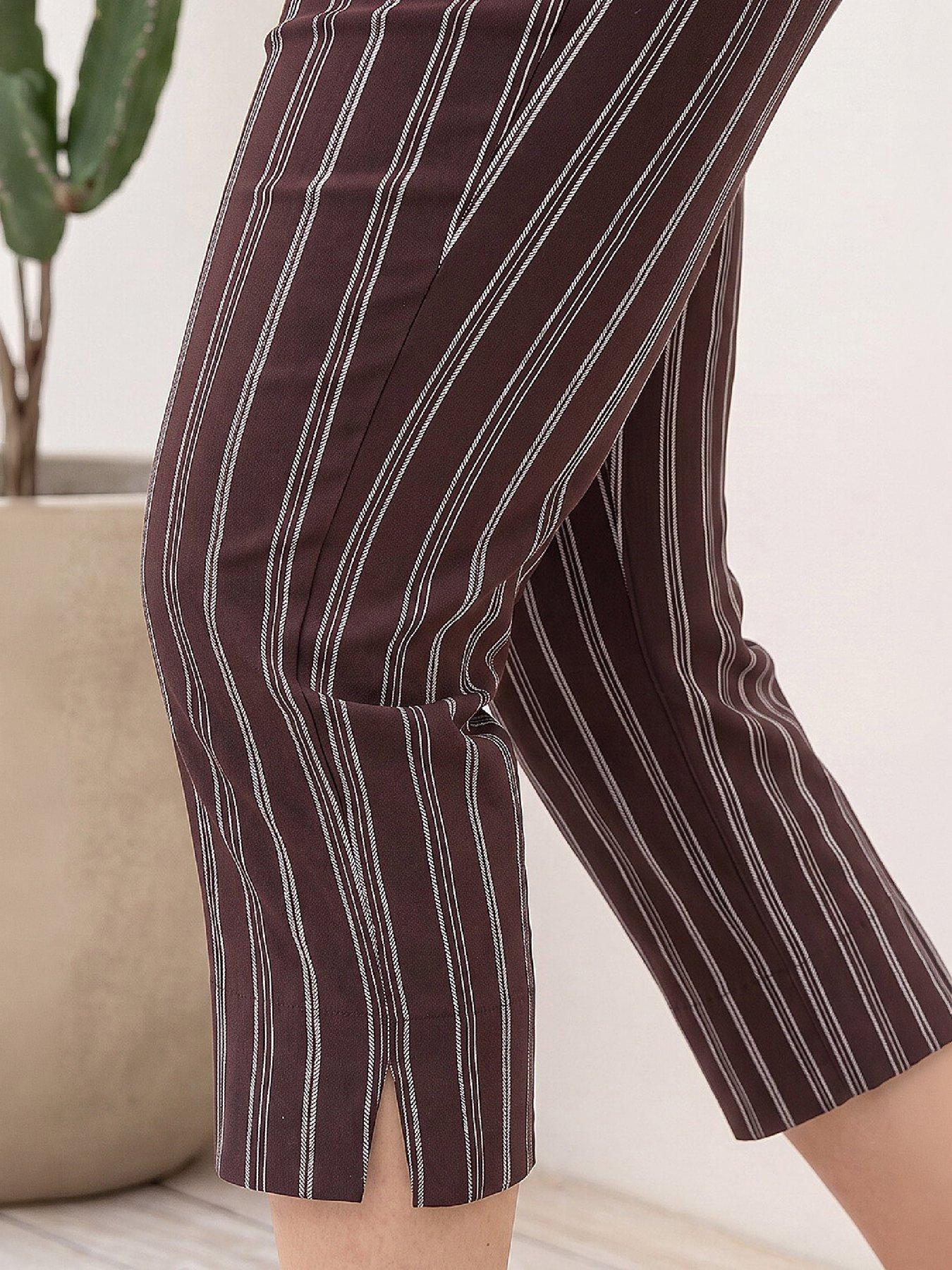 Image 2 of 4 of Roman Petite Stripe Cropped Trouser
