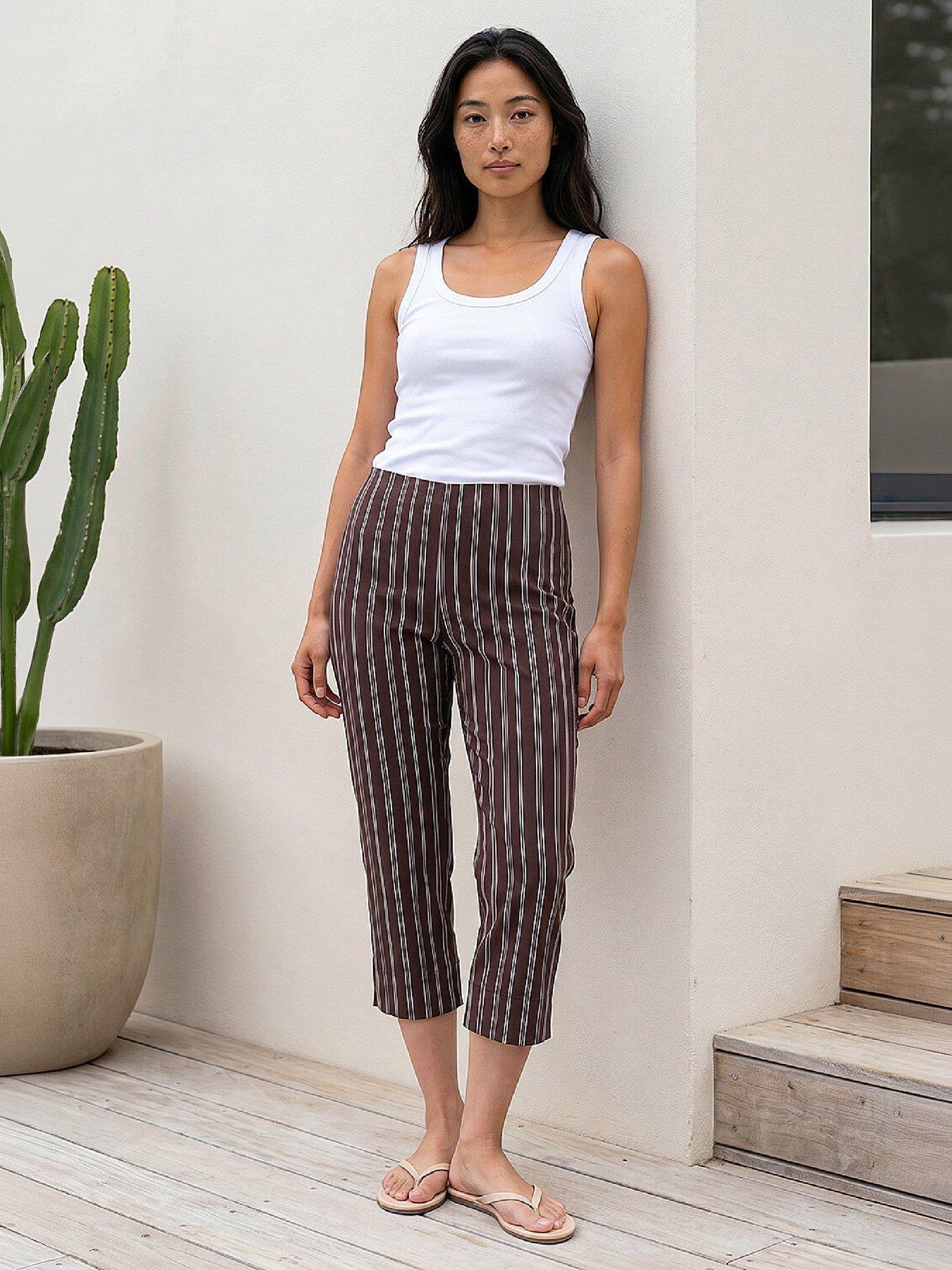 Image 4 of 4 of Roman Petite Stripe Cropped Trouser