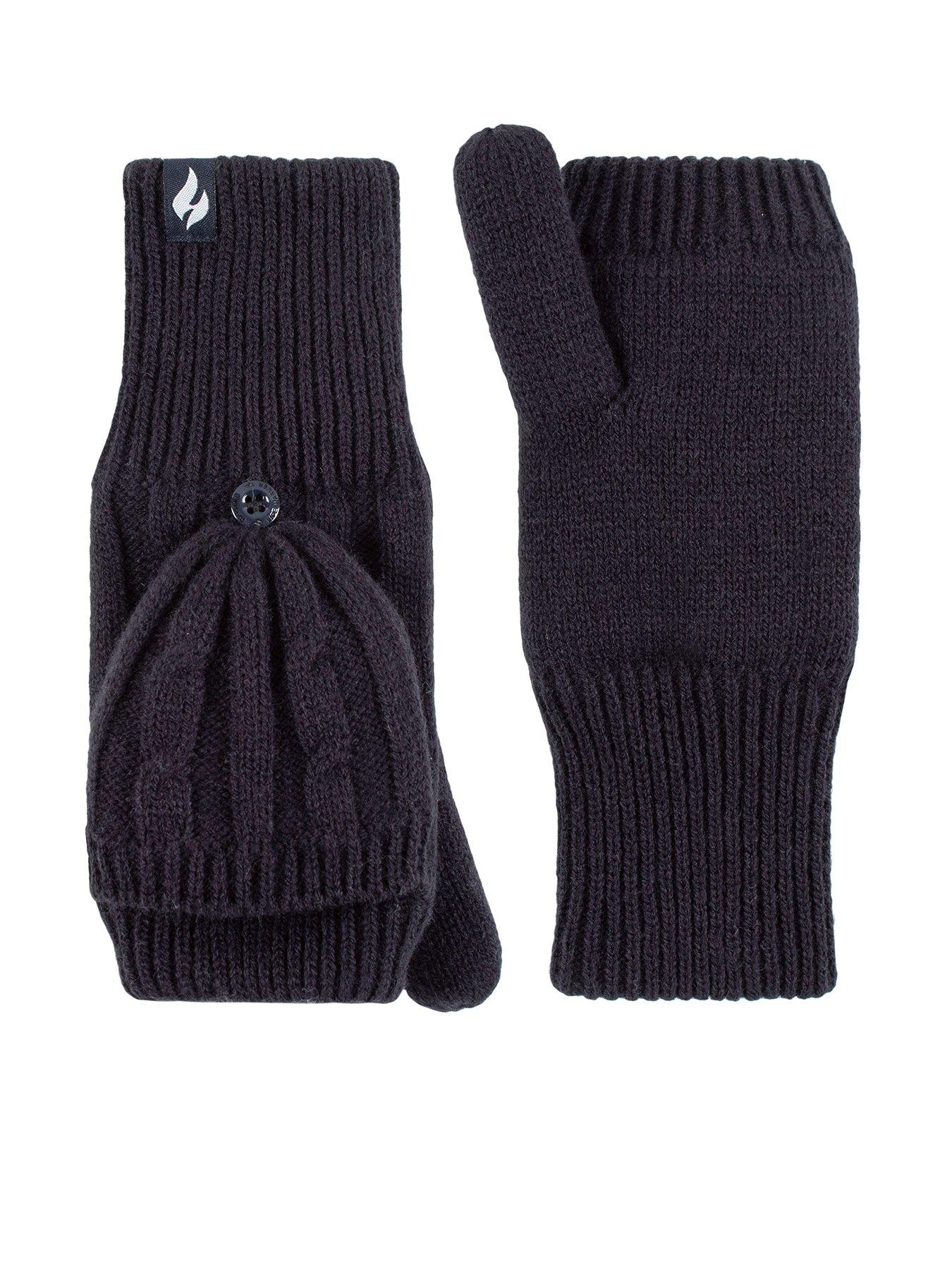 Image 2 of 4 of Heat Holders CABLE KNIT CONVERTER MITTENS - NAVY