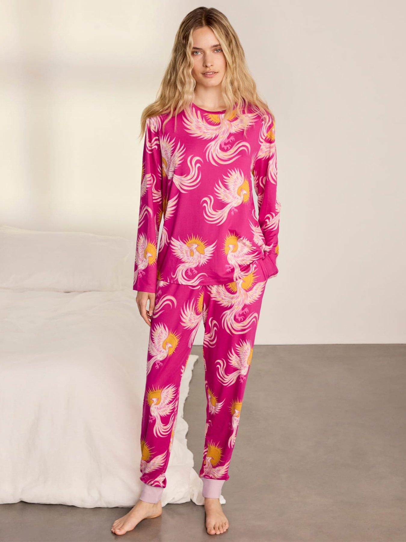 CHELSEA PEERS Solar Phoenix Print Long Pyjama Set - Pink