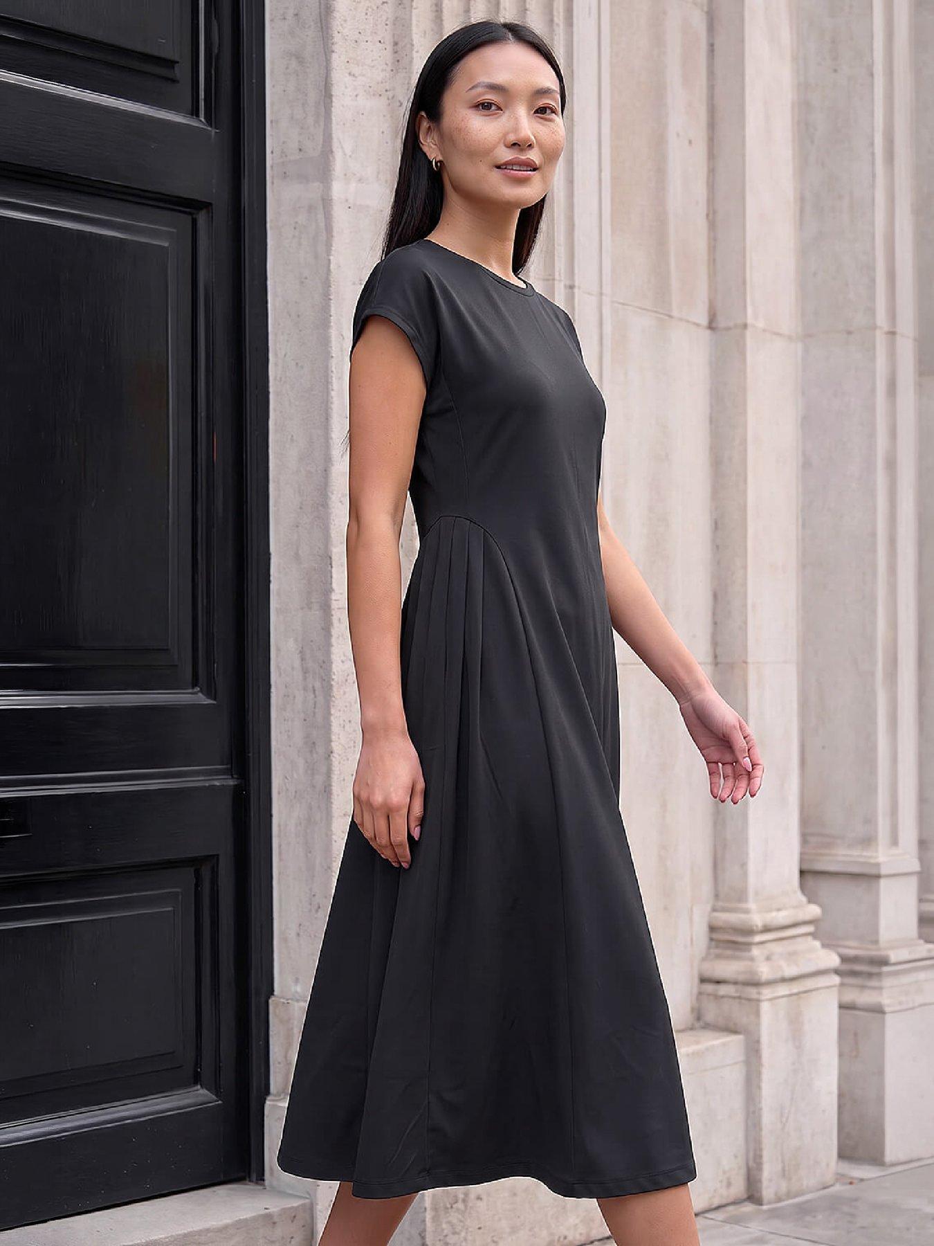 Image 1 of 4 of Roman Side Pleat Detail Dress