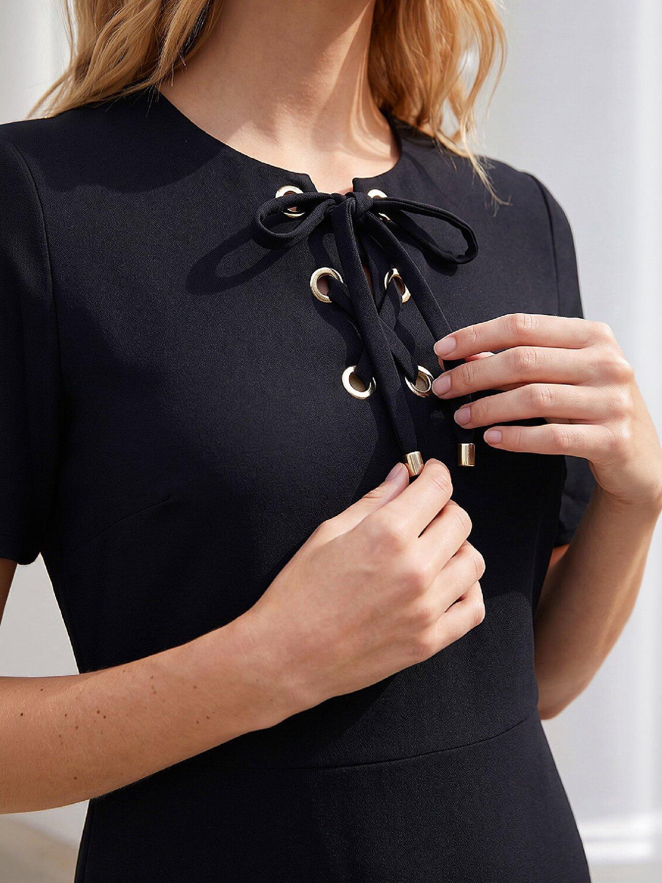 Image 2 of 4 of Roman Eyelet Front Fit &amp; Flare Dress