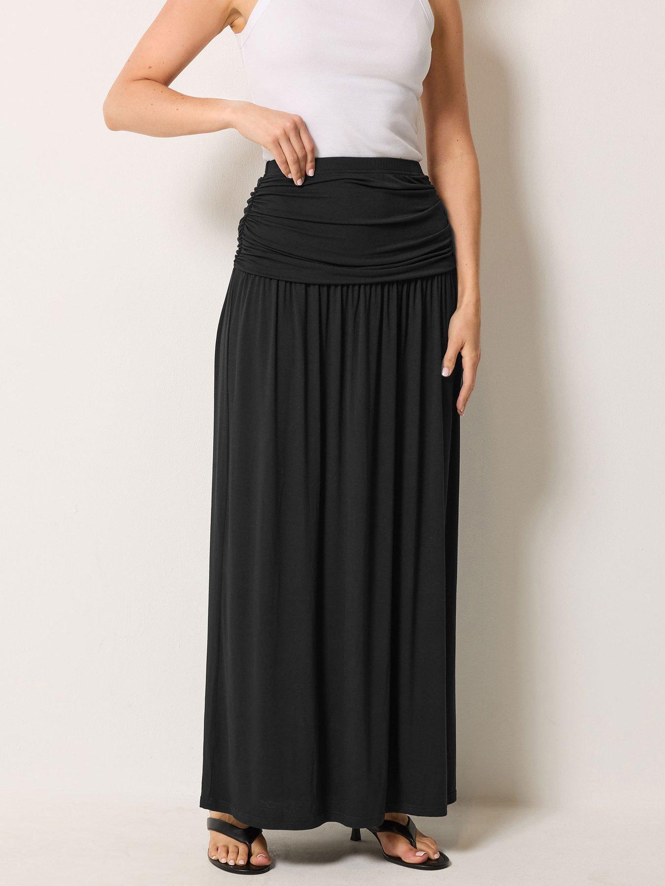 Image 1 of 4 of Long Tall Sally Ruched Waist Maxi Skirt - Black